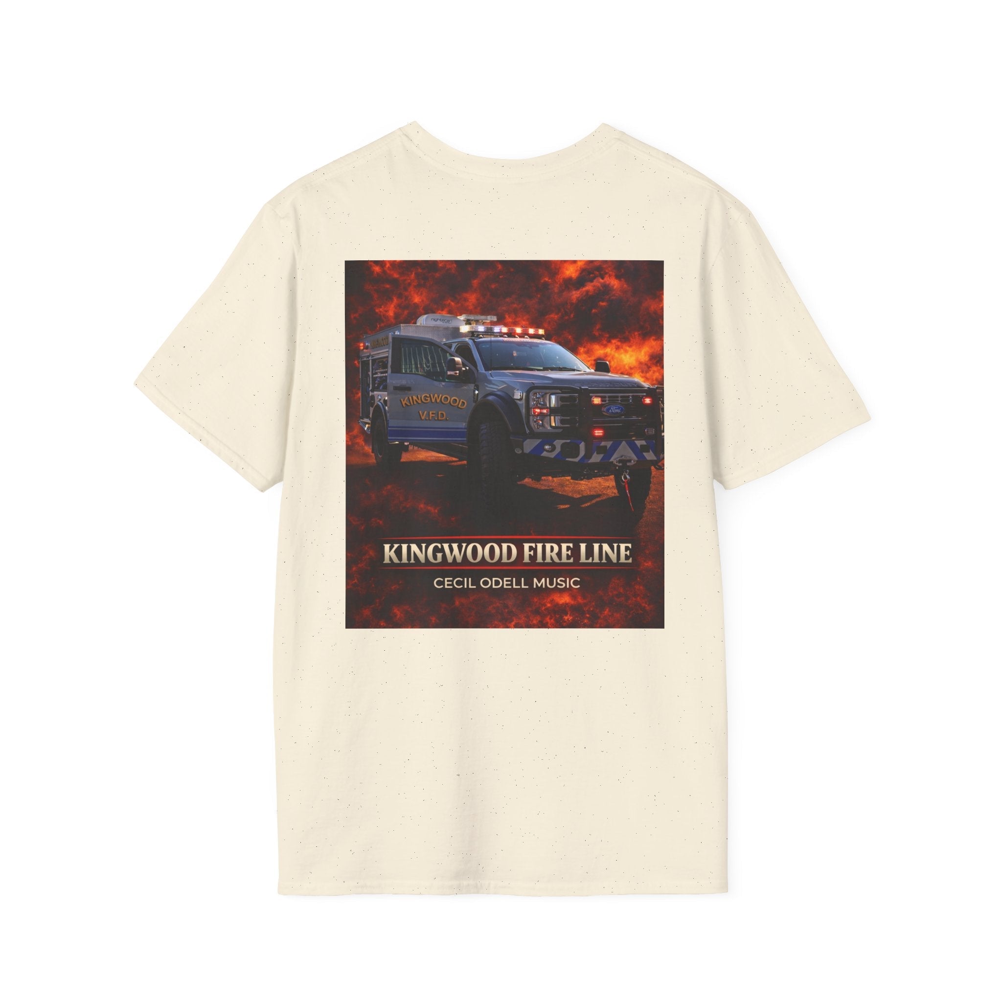 Kingwood Fire Line T-Shirt: Firetruck Graphic Tee ("Kingwood Fire Line" Back Print) - Cecil Odell Music