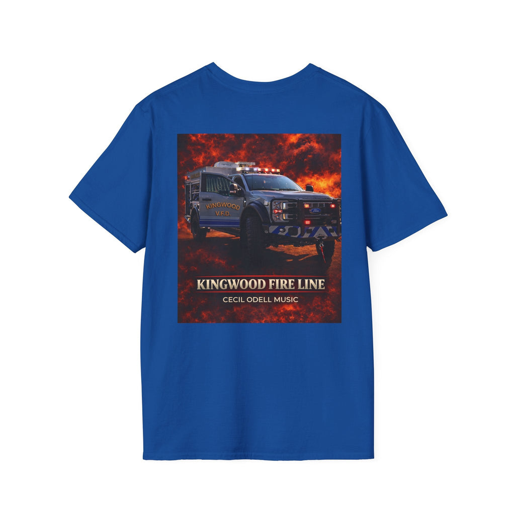 Kingwood Fire Line T-Shirt: Firetruck Graphic Tee ("Kingwood Fire Line" Back Print) - Cecil Odell Music