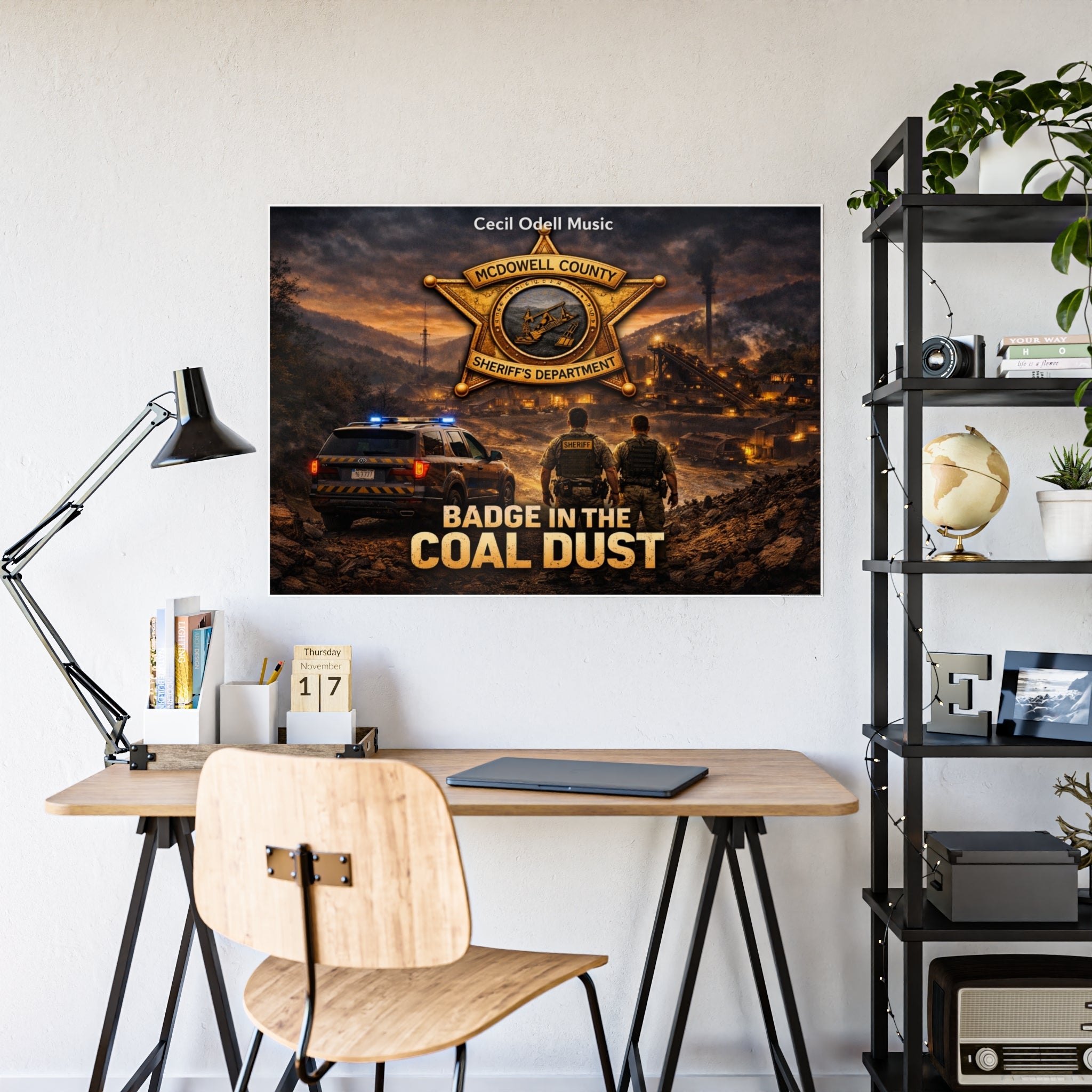 McDowell, Badge in the Coal Dust Gloss Poster: McDowell County Sheriff Tribute Wall Art - Cecil Odell Music