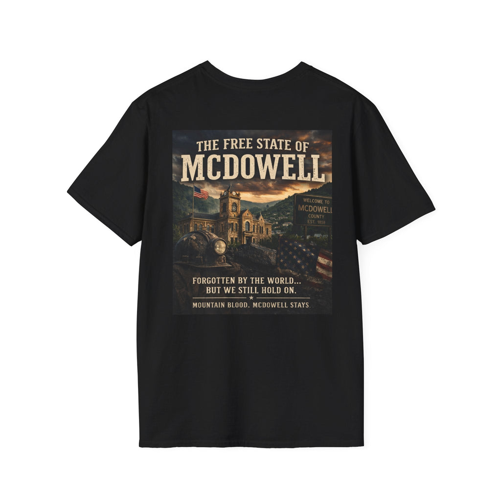 McDowell Vintage Travel T-Shirt: "The Free State of McDowell" Retro Graphic Tee - Cecil Odell Music