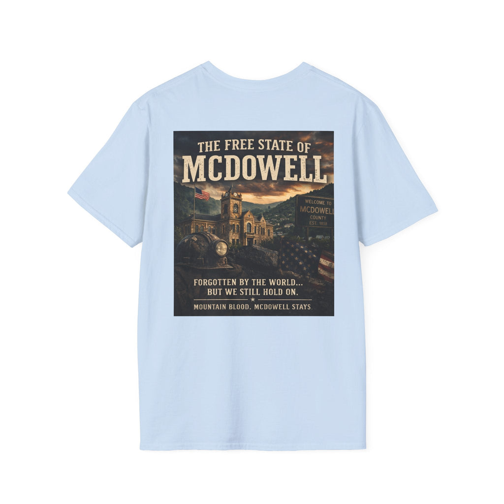 McDowell Vintage Travel T-Shirt: "The Free State of McDowell" Retro Graphic Tee - Cecil Odell Music