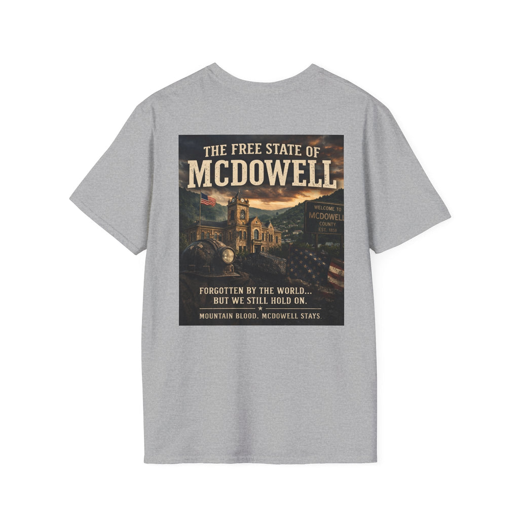 McDowell Vintage Travel T-Shirt: "The Free State of McDowell" Retro Graphic Tee - Cecil Odell Music