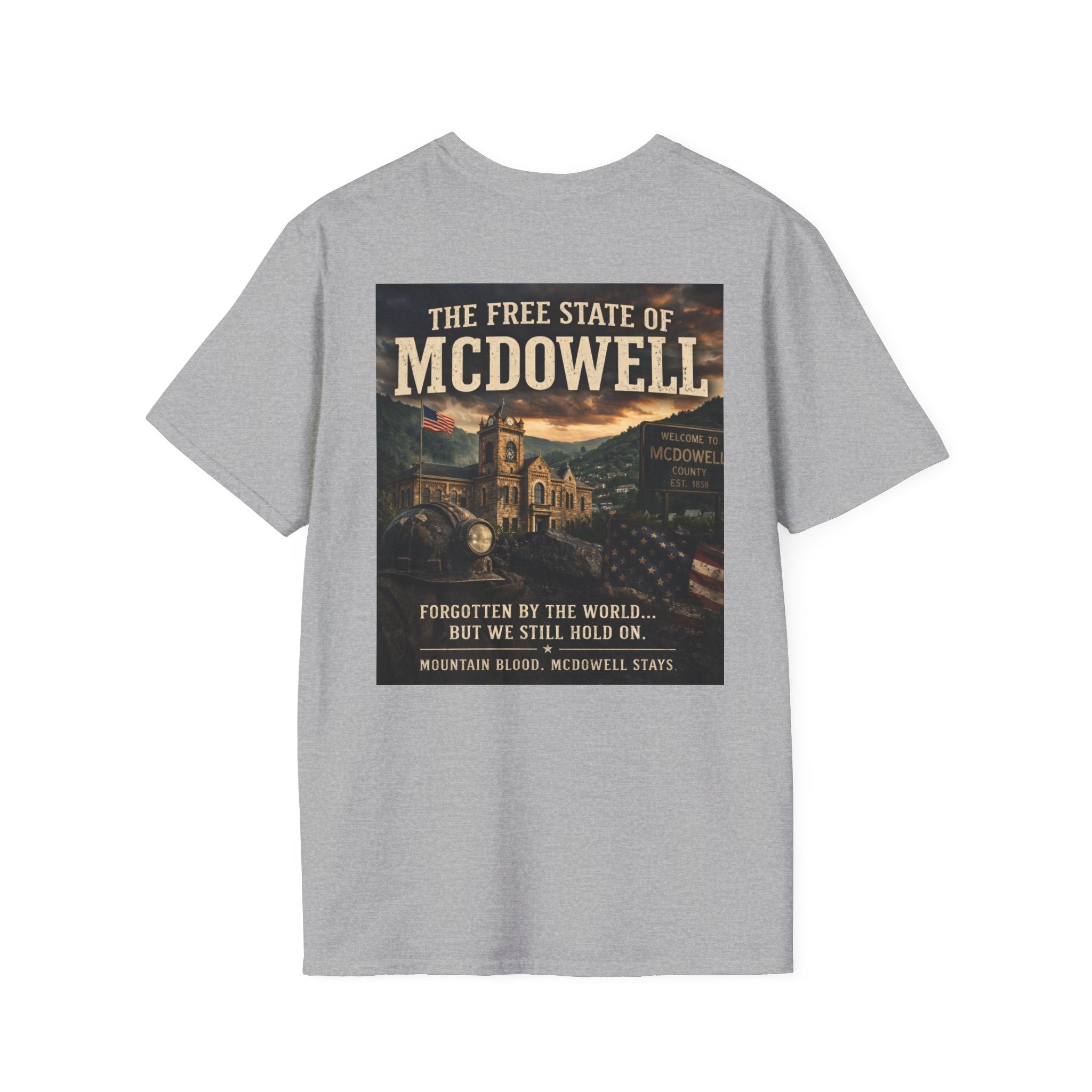 McDowell Vintage Travel T-Shirt: "The Free State of McDowell" Retro Graphic Tee - Cecil Odell Music