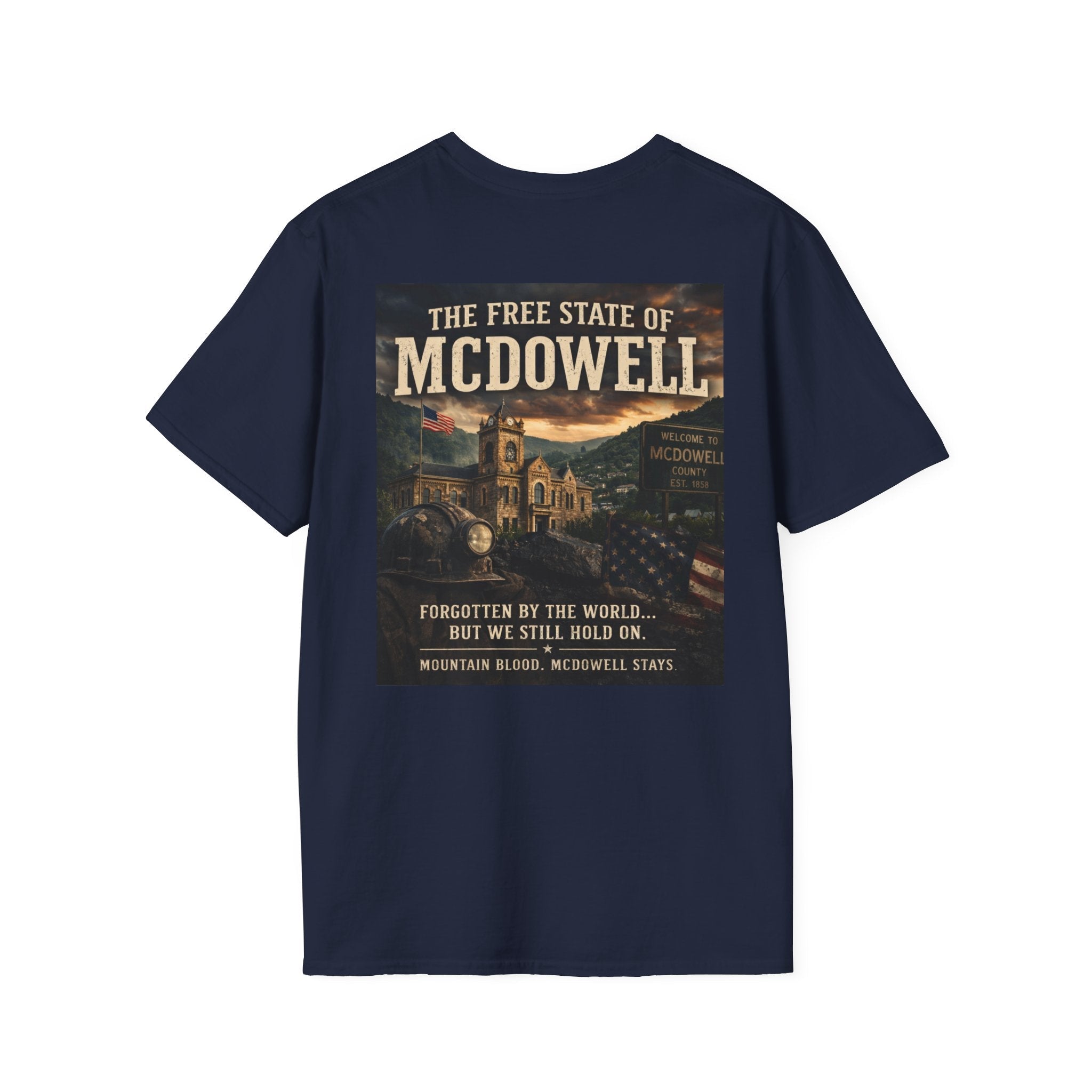 McDowell Vintage Travel T-Shirt: "The Free State of McDowell" Retro Graphic Tee - Cecil Odell Music