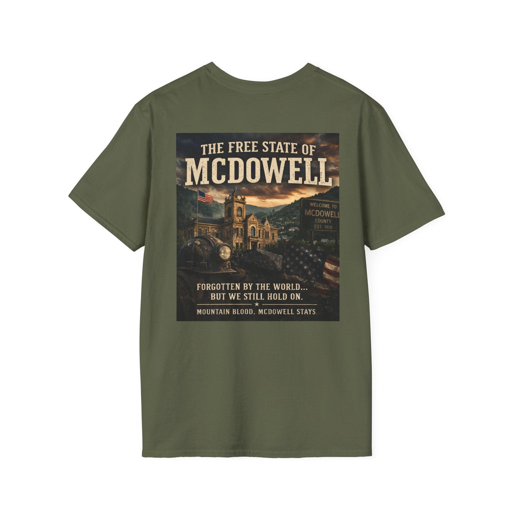 McDowell Vintage Travel T-Shirt: "The Free State of McDowell" Retro Graphic Tee - Cecil Odell Music