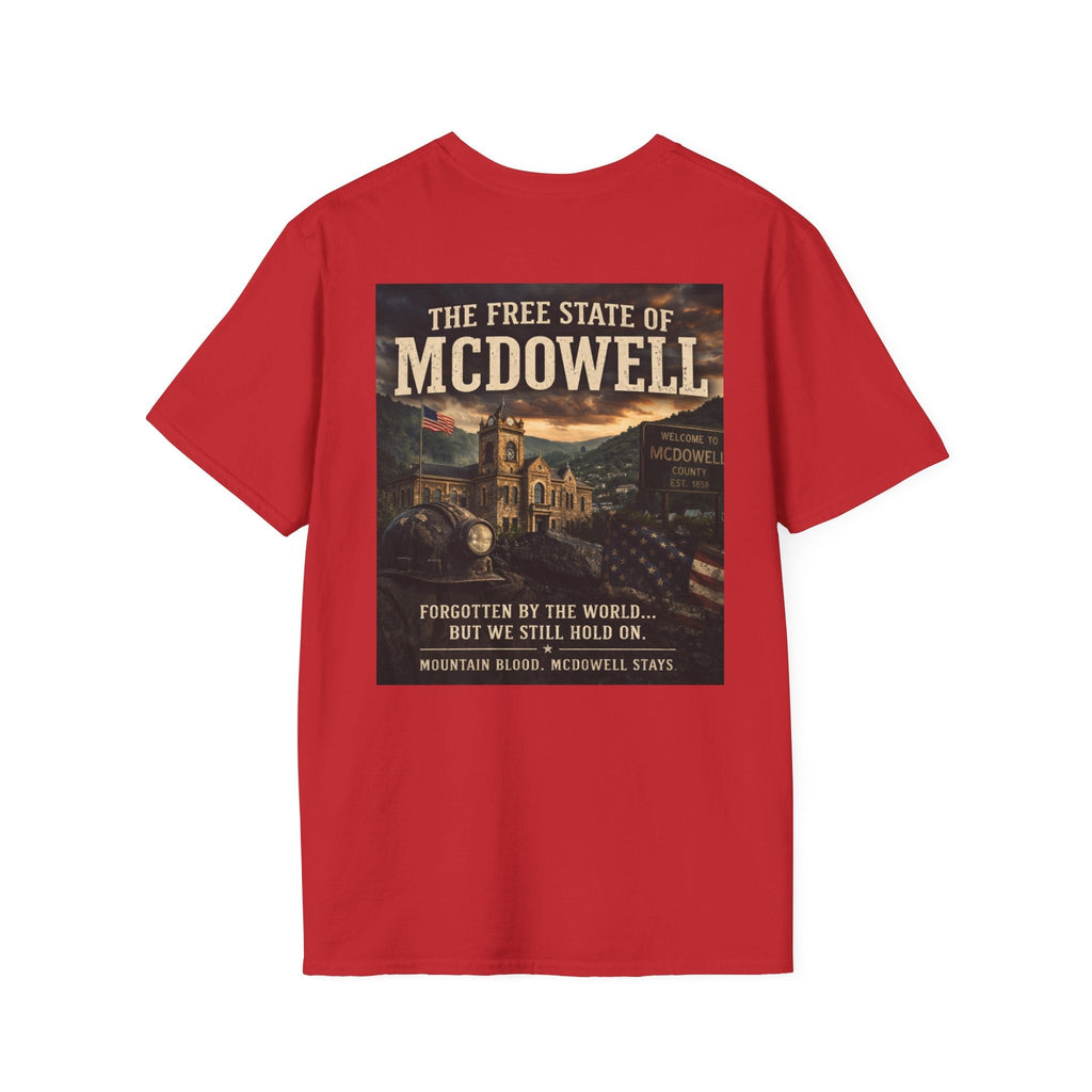 McDowell Vintage Travel T-Shirt: "The Free State of McDowell" Retro Graphic Tee - Cecil Odell Music