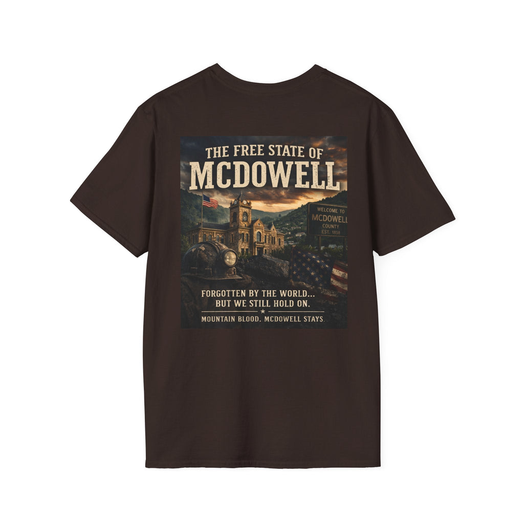 McDowell Vintage Travel T-Shirt: "The Free State of McDowell" Retro Graphic Tee - Cecil Odell Music