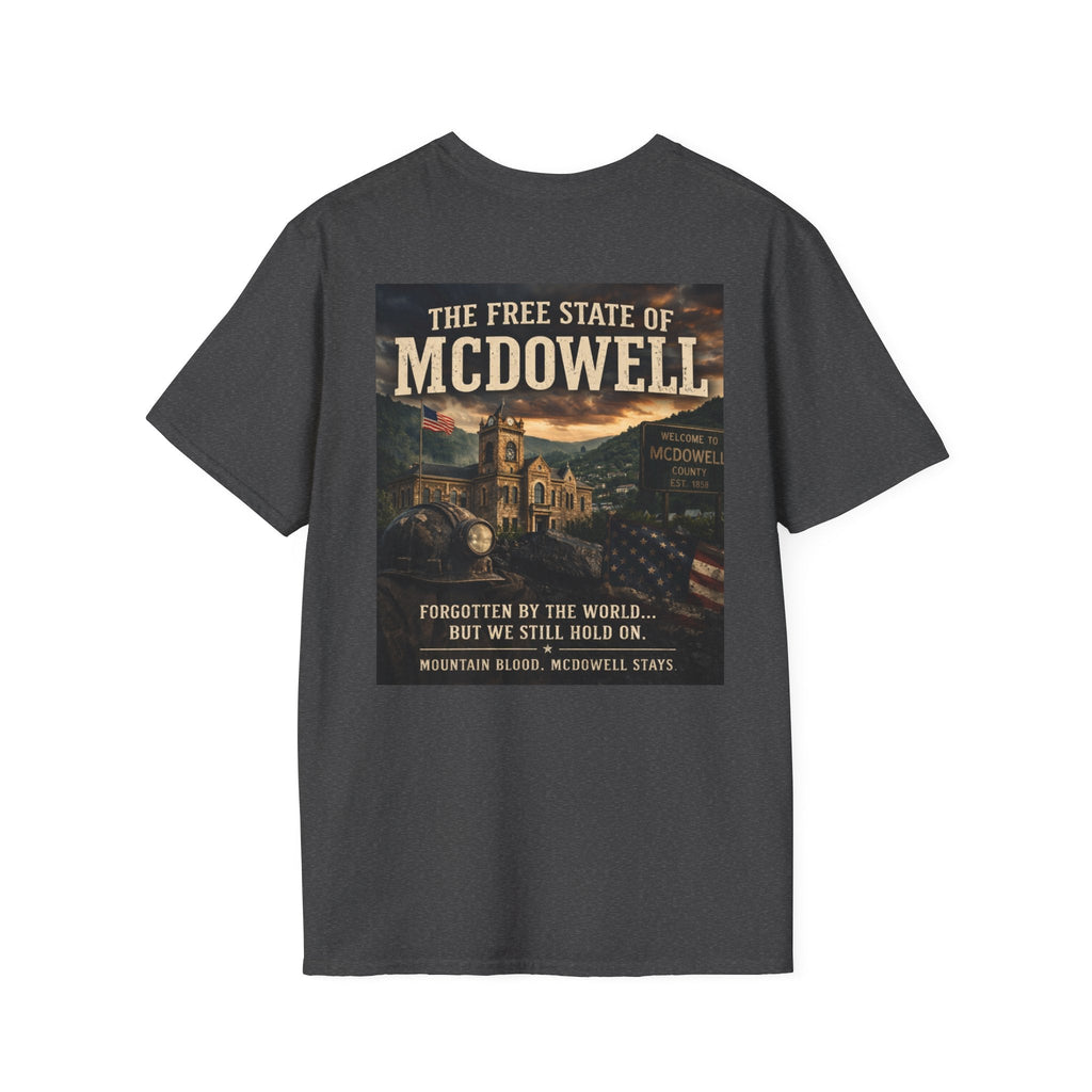 McDowell Vintage Travel T-Shirt: "The Free State of McDowell" Retro Graphic Tee - Cecil Odell Music