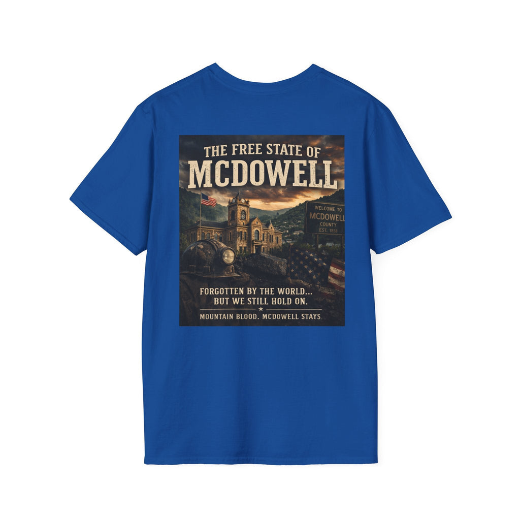 McDowell Vintage Travel T-Shirt: "The Free State of McDowell" Retro Graphic Tee - Cecil Odell Music