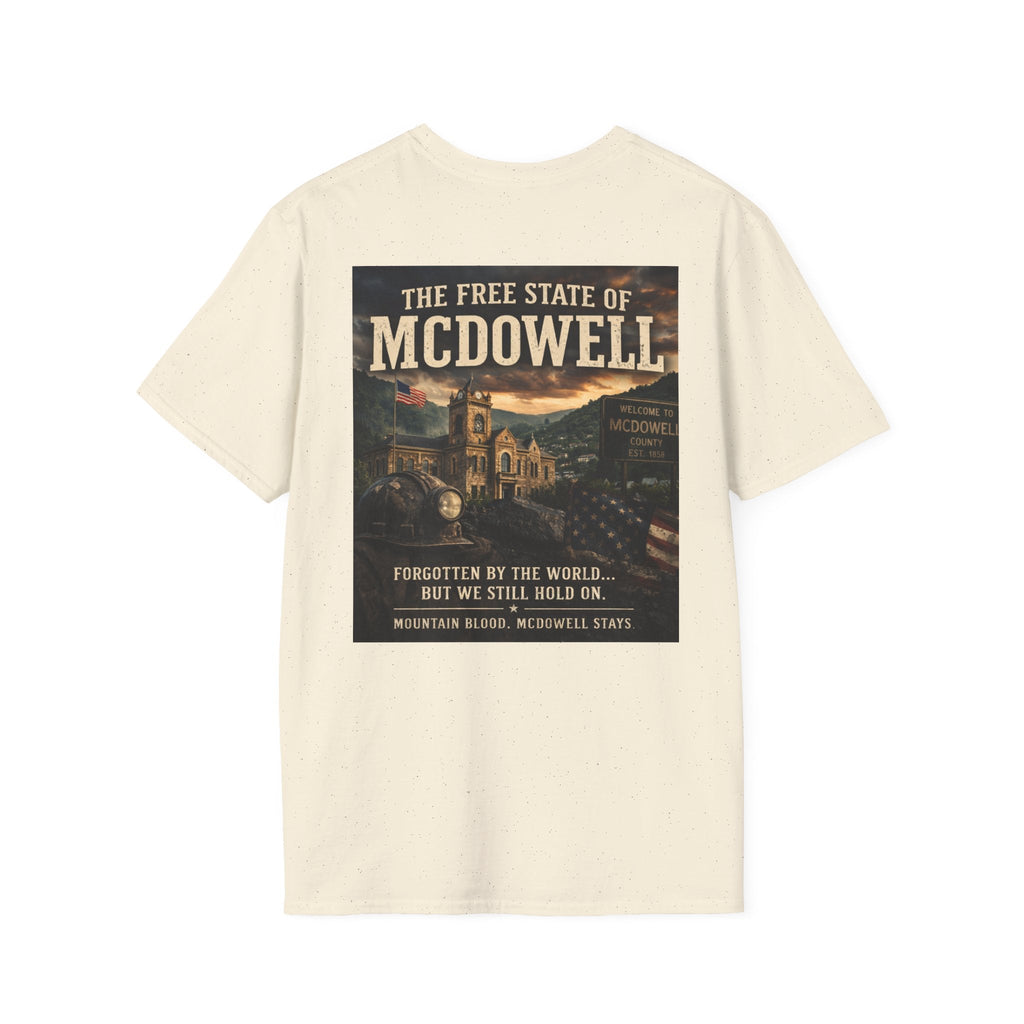 McDowell Vintage Travel T-Shirt: "The Free State of McDowell" Retro Graphic Tee - Cecil Odell Music