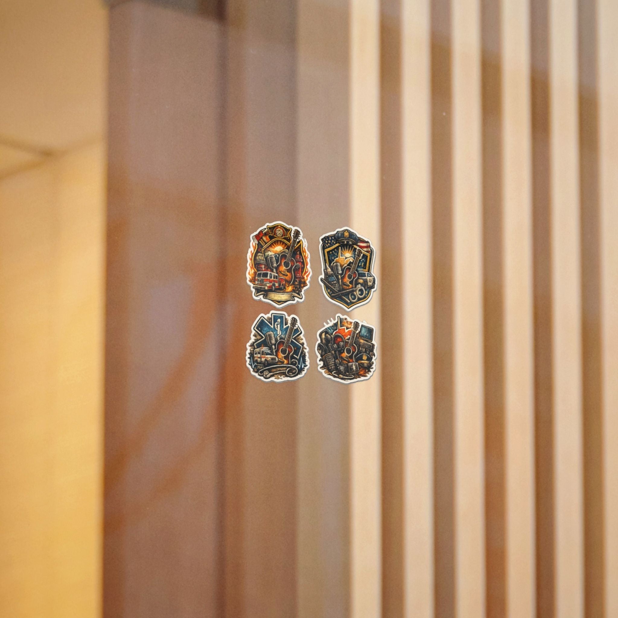 Music Roadtrip Die - Cut Sticker Pack: Vintage Guitar & Travel Icons (Set of 4) - Cecil Odell Music