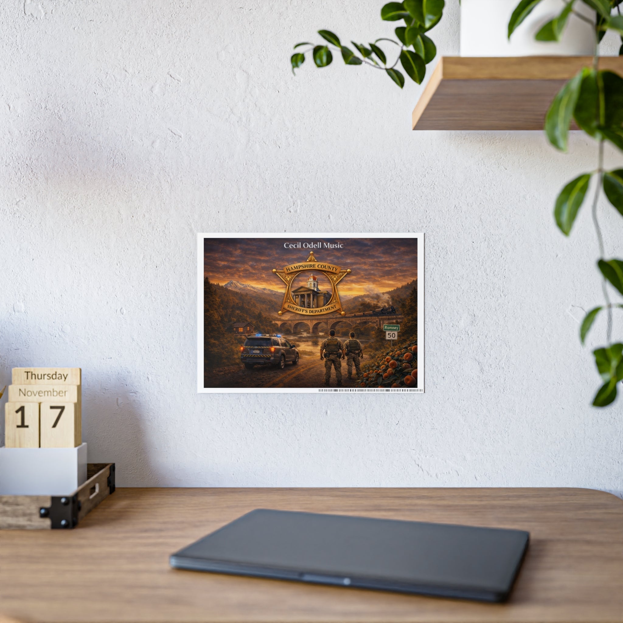Police Tribute Poster: Hampshire County Sheriff Department Badge Wall Art - Cecil Odell Music