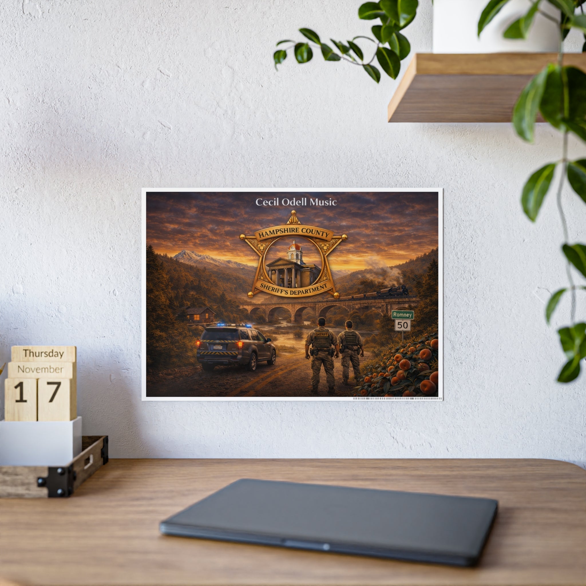 Police Tribute Poster: Hampshire County Sheriff Department Badge Wall Art - Cecil Odell Music