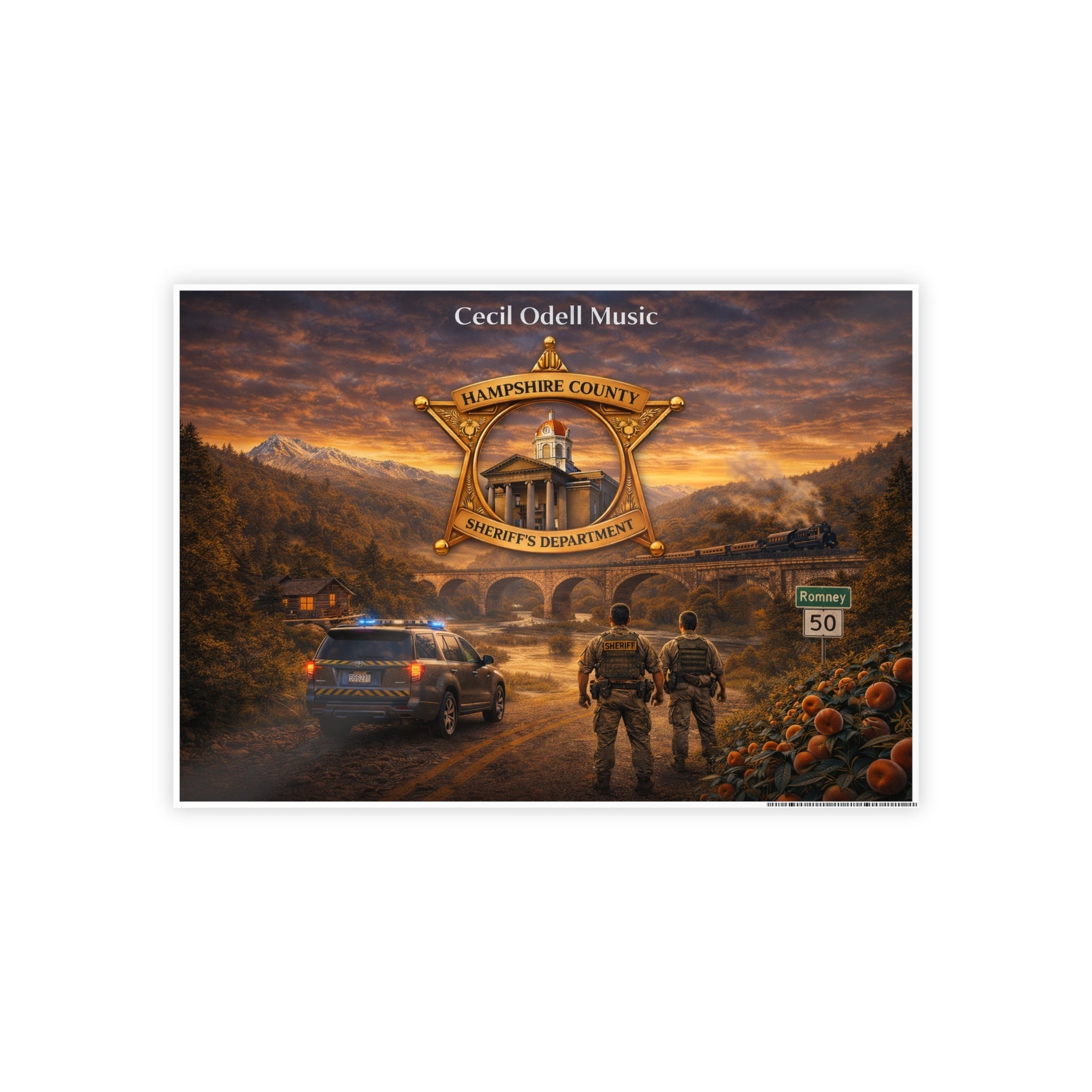 Police Tribute Poster: Hampshire County Sheriff Department Badge Wall Art - Cecil Odell Music