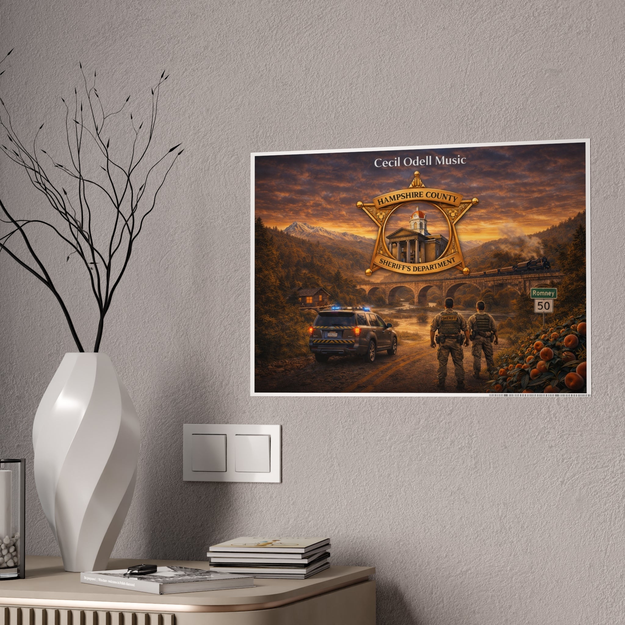 Police Tribute Poster: Hampshire County Sheriff Department Badge Wall Art - Cecil Odell Music
