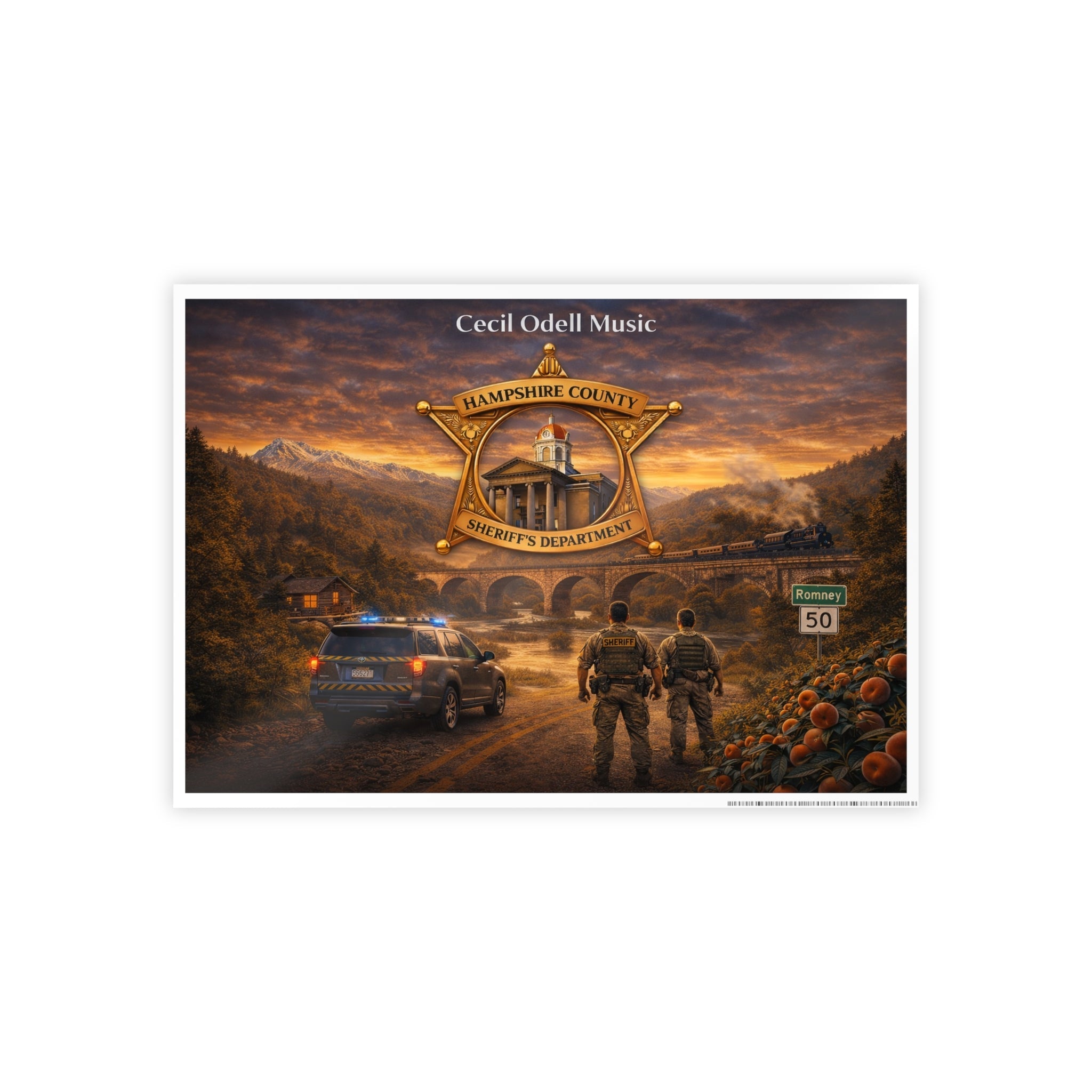 Police Tribute Poster: Hampshire County Sheriff Department Badge Wall Art - Cecil Odell Music
