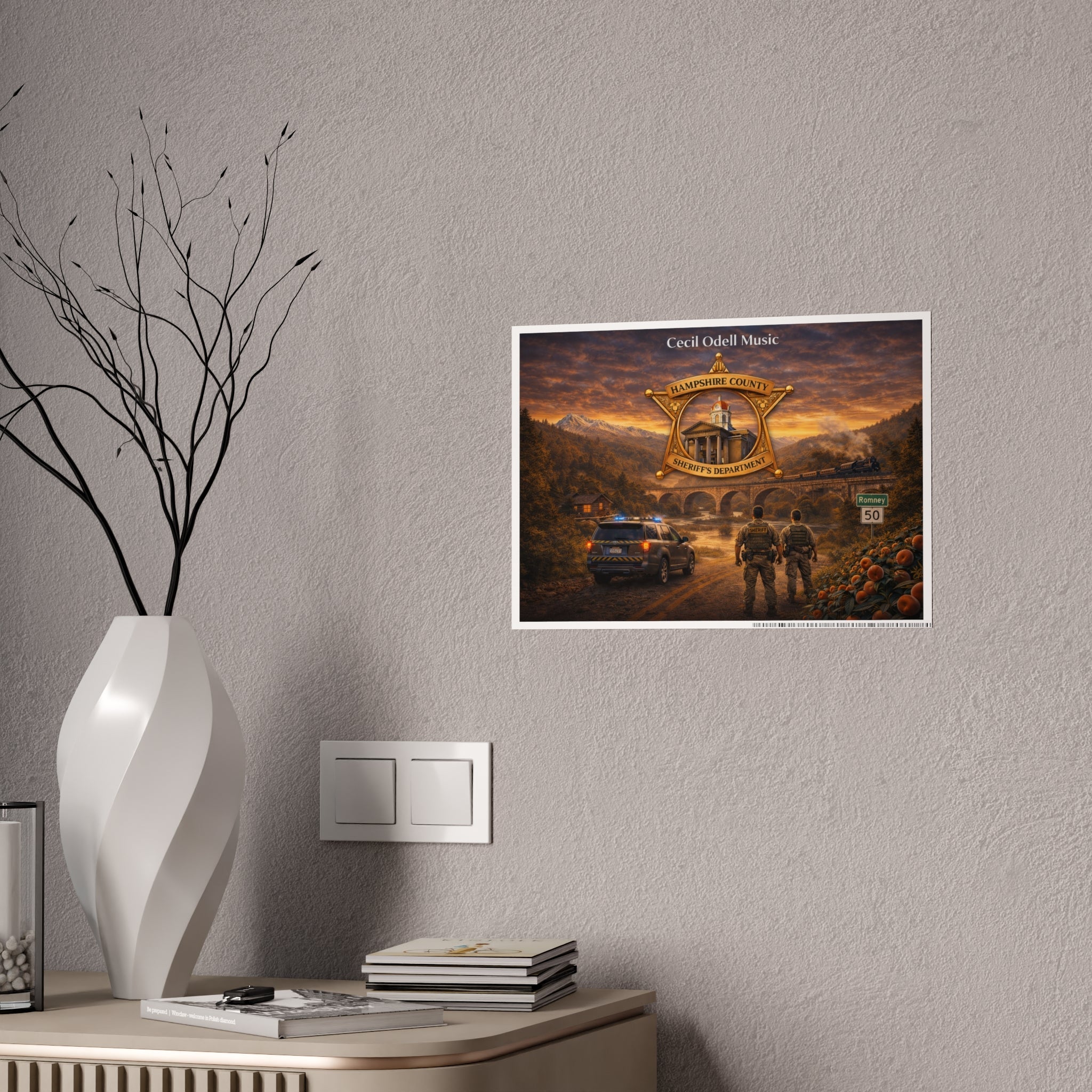 Police Tribute Poster: Hampshire County Sheriff Department Badge Wall Art - Cecil Odell Music