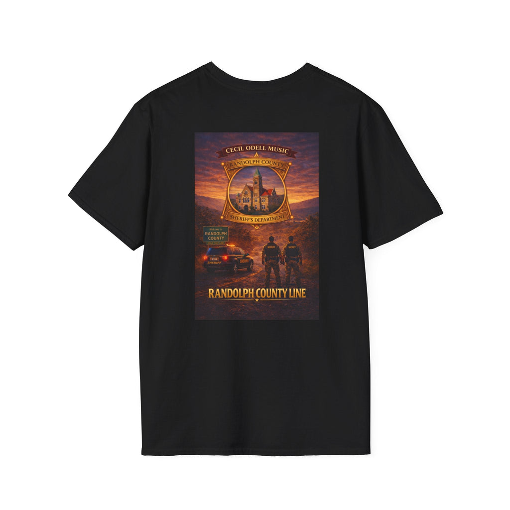 Randolph County Line Graphic T-Shirt: Vintage Sheriff Badge & Sunset Scene - Cecil Odell Music