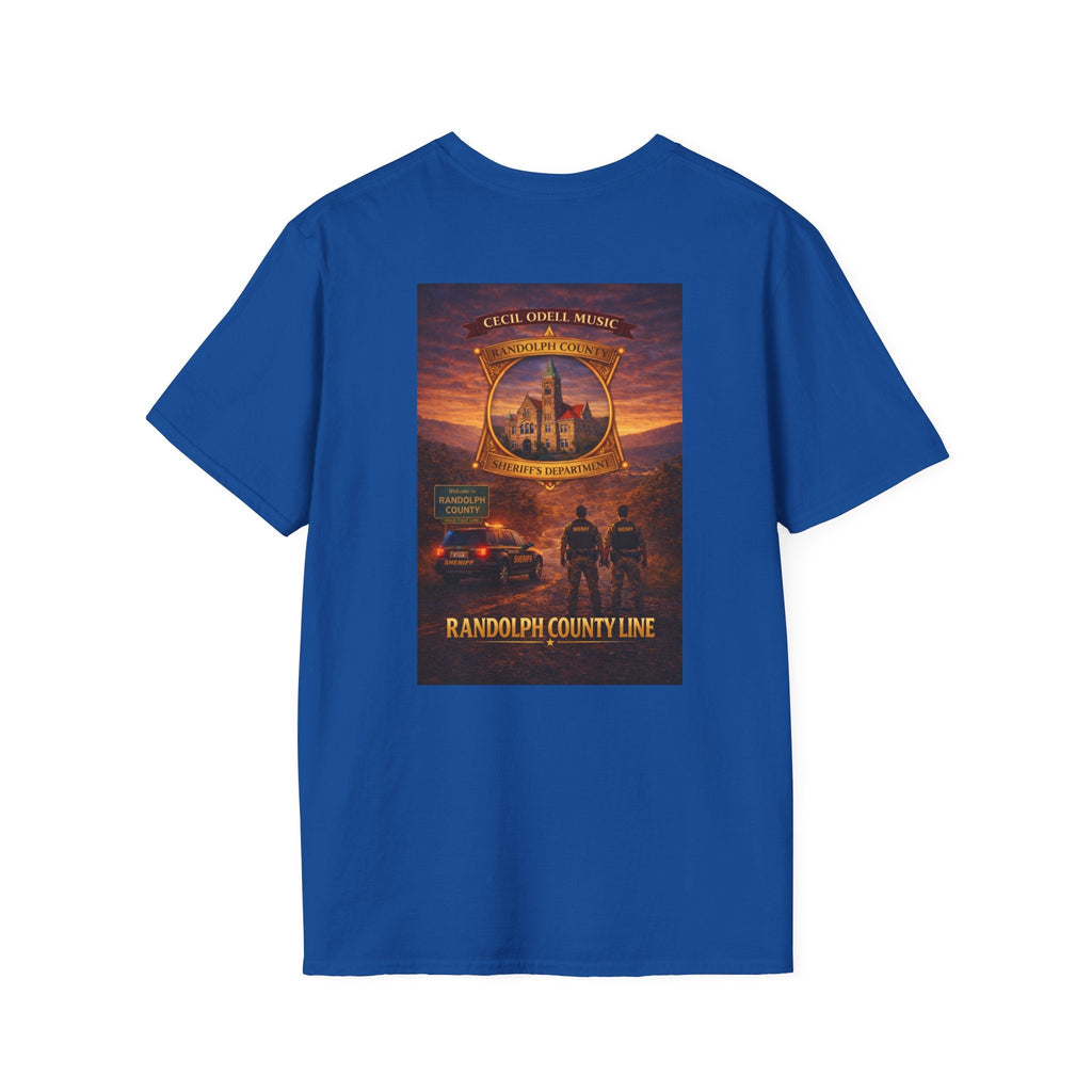 Randolph County Line Graphic T-Shirt: Vintage Sheriff Badge & Sunset Scene - Cecil Odell Music