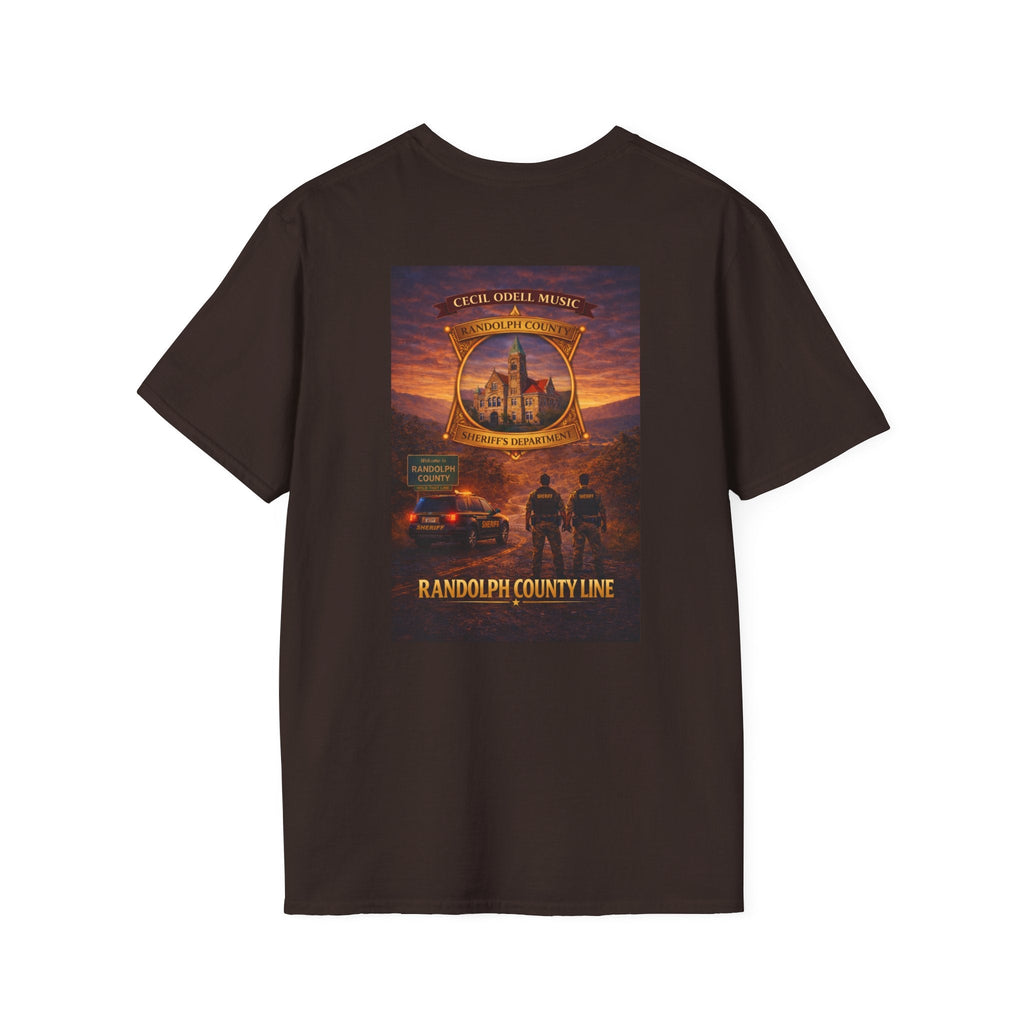 Randolph County Line Graphic T-Shirt: Vintage Sheriff Badge & Sunset Scene - Cecil Odell Music