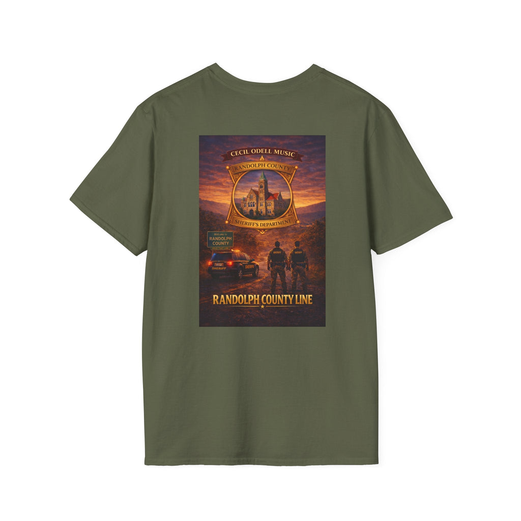 Randolph County Line Graphic T-Shirt: Vintage Sheriff Badge & Sunset Scene - Cecil Odell Music