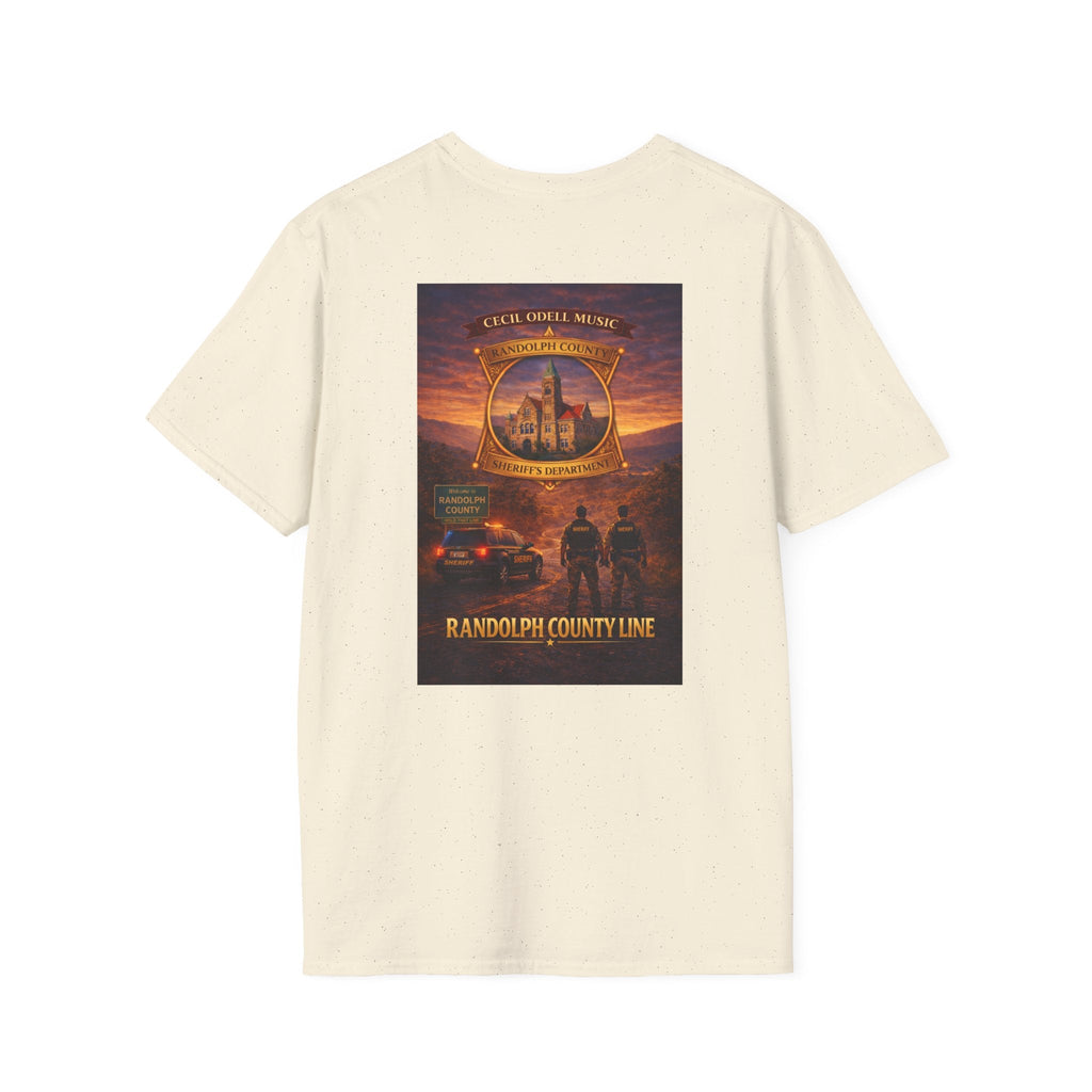 Randolph County Line Graphic T-Shirt: Vintage Sheriff Badge & Sunset Scene - Cecil Odell Music