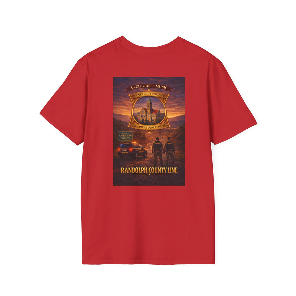 Randolph County Line Graphic T-Shirt: Vintage Sheriff Badge & Sunset Scene - Cecil Odell Music