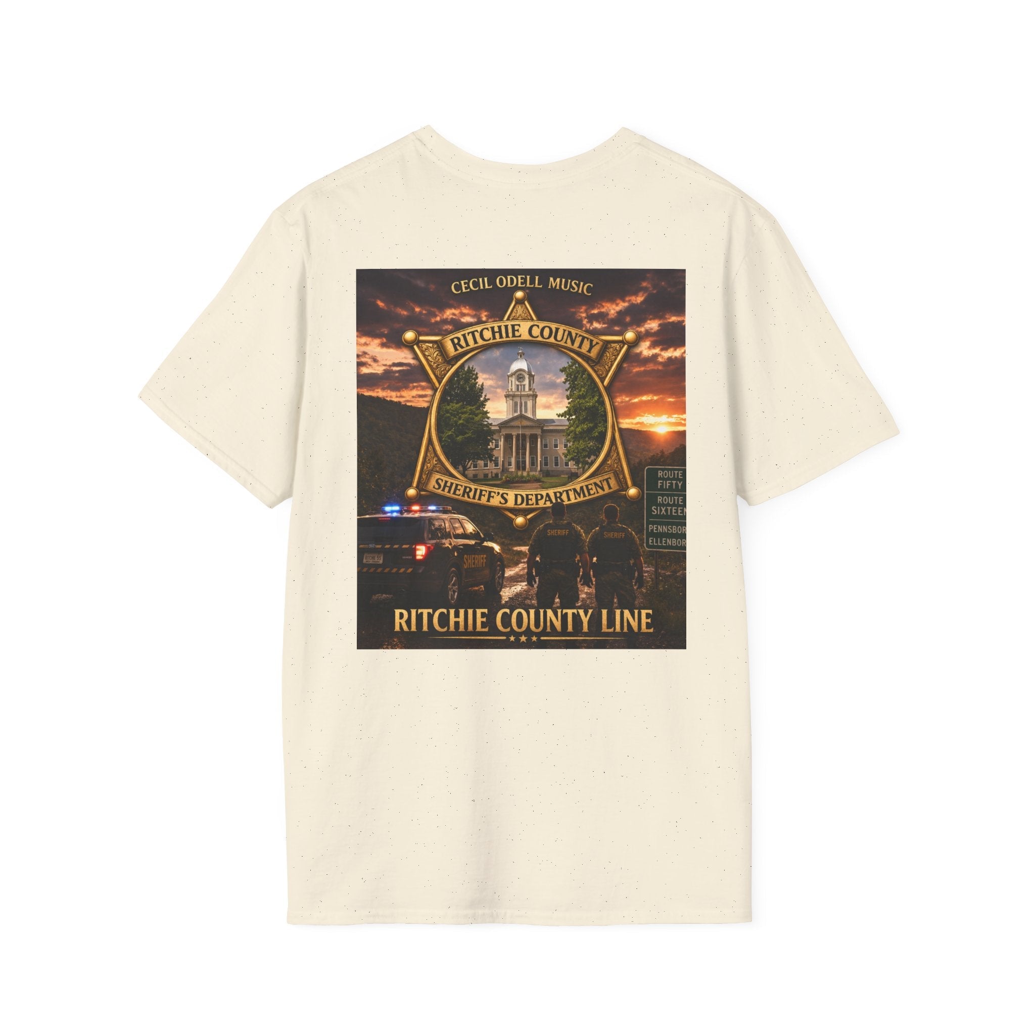 Ritchie County Line T-Shirt: County Sheriff Badge Sunset Graphic Tee - Cecil Odell Music