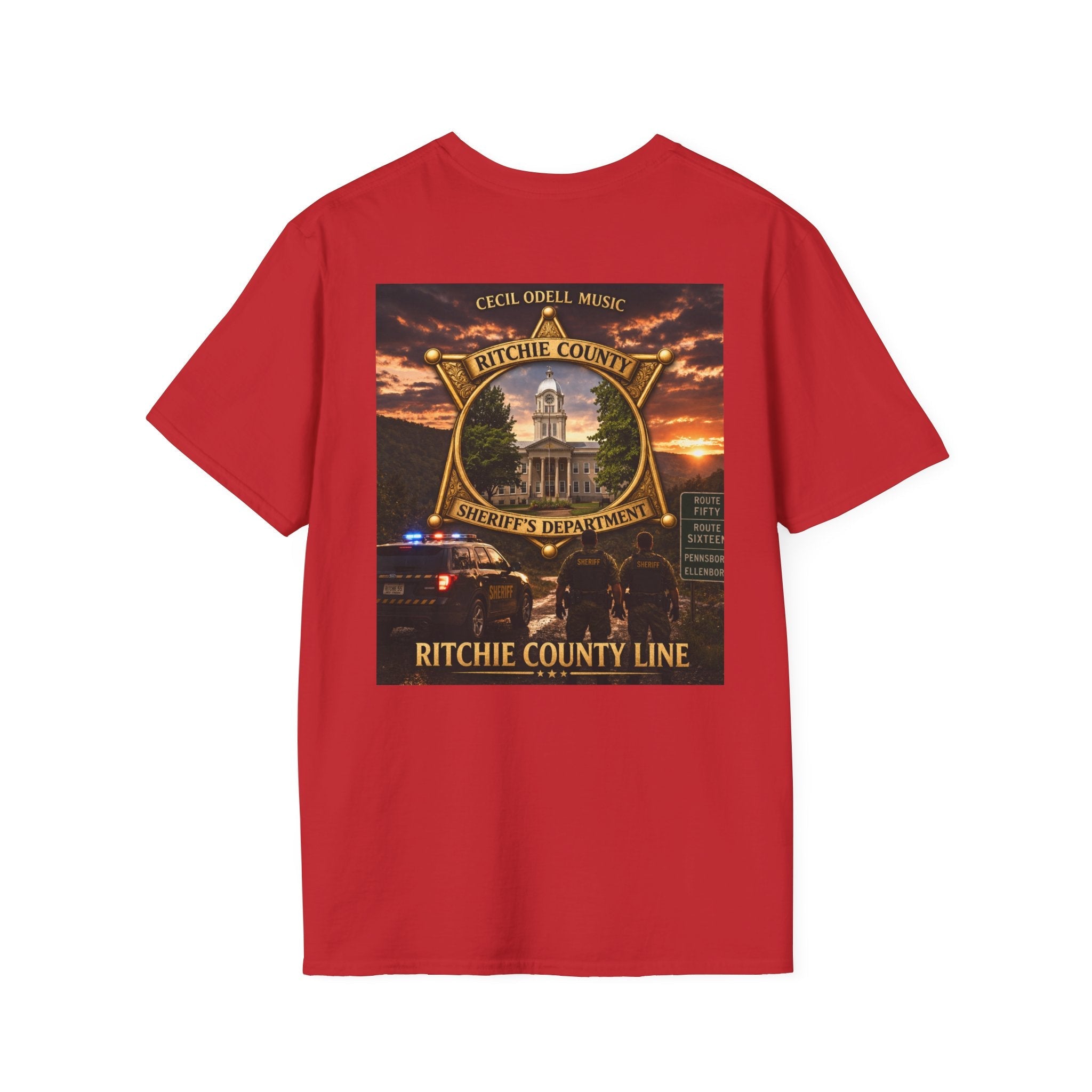 Ritchie County Line T-Shirt: County Sheriff Badge Sunset Graphic Tee - Cecil Odell Music