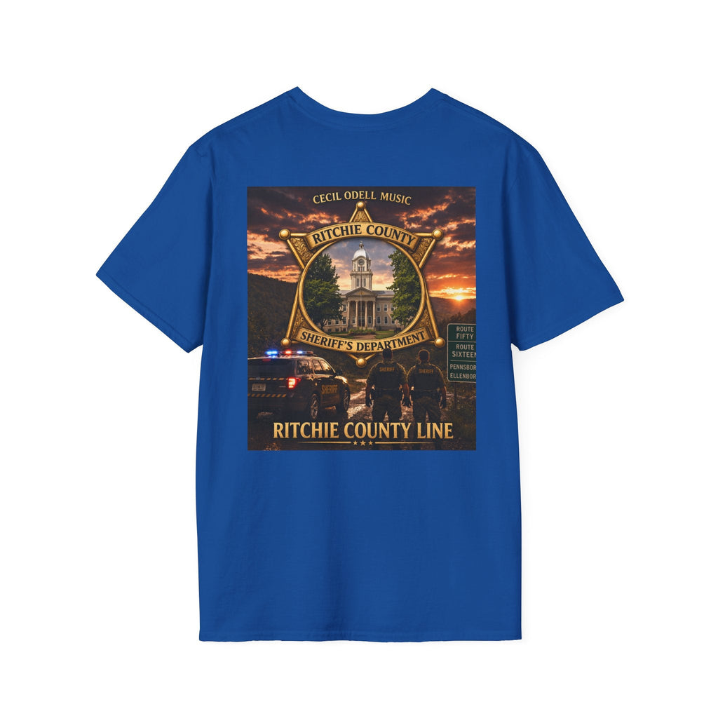 Ritchie County Line T-Shirt: County Sheriff Badge Sunset Graphic Tee - Cecil Odell Music