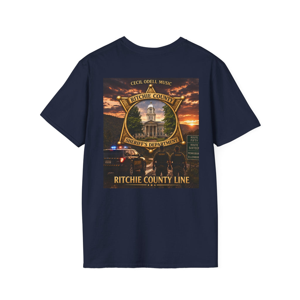 Ritchie County Line T-Shirt: County Sheriff Badge Sunset Graphic Tee - Cecil Odell Music