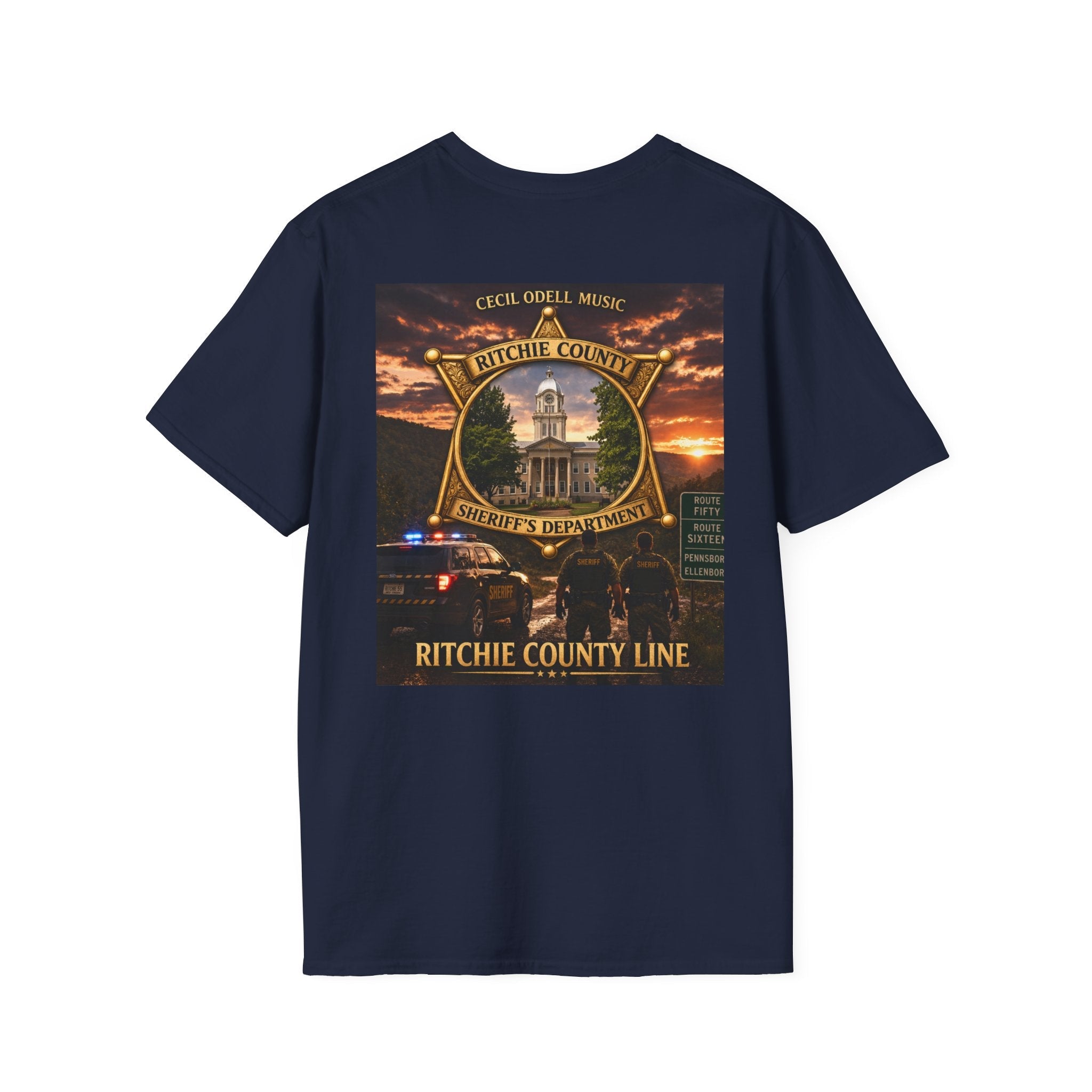 Ritchie County Line T-Shirt: County Sheriff Badge Sunset Graphic Tee - Cecil Odell Music