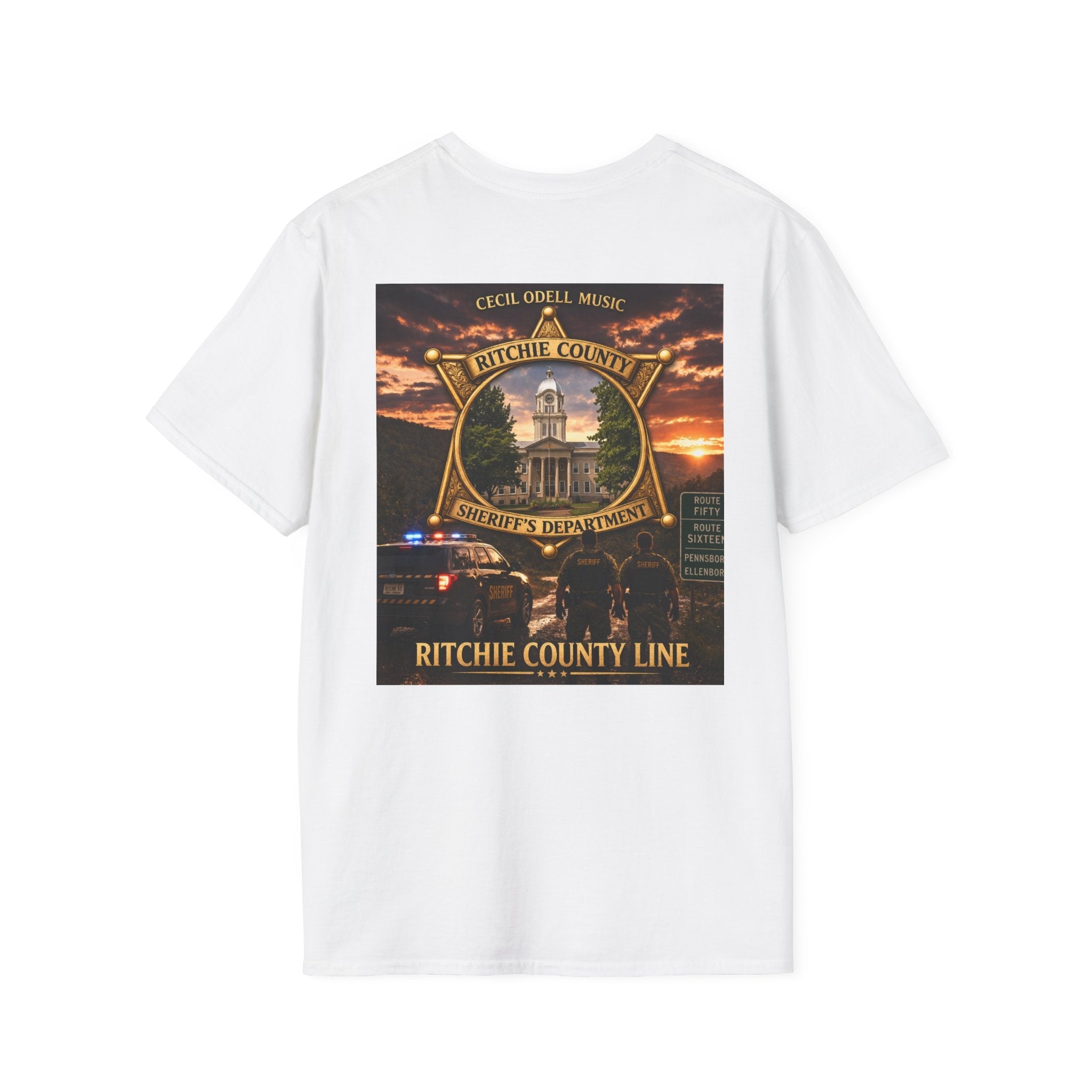 Ritchie County Line T-Shirt: County Sheriff Badge Sunset Graphic Tee - Cecil Odell Music