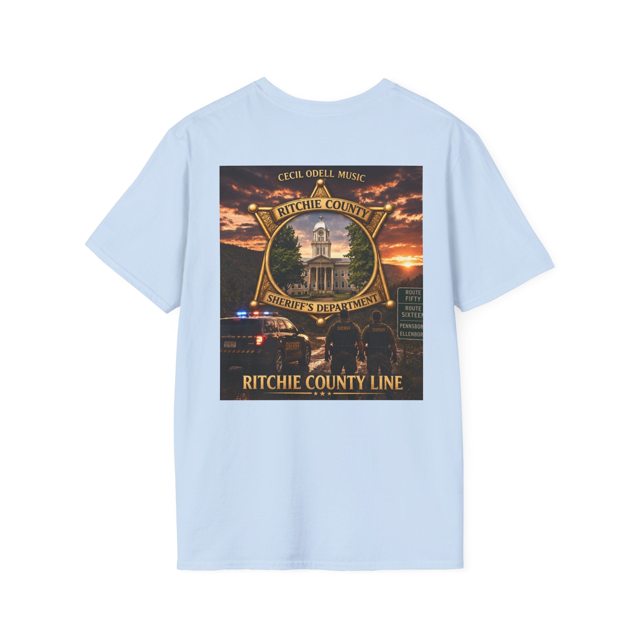 Ritchie County Line T-Shirt: County Sheriff Badge Sunset Graphic Tee - Cecil Odell Music