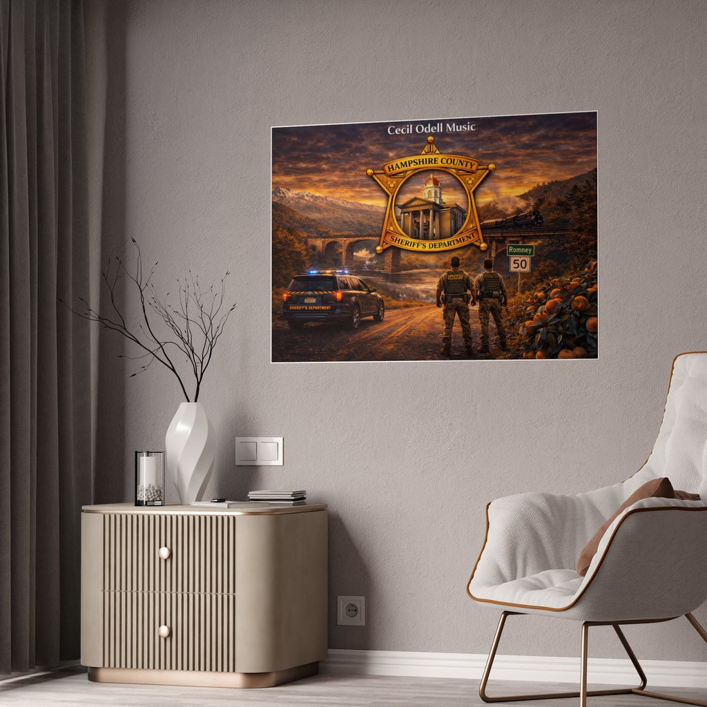 Sheriff Badge Landscape Gloss Poster: Hampshire County Police Tribute Print - Cecil Odell Music