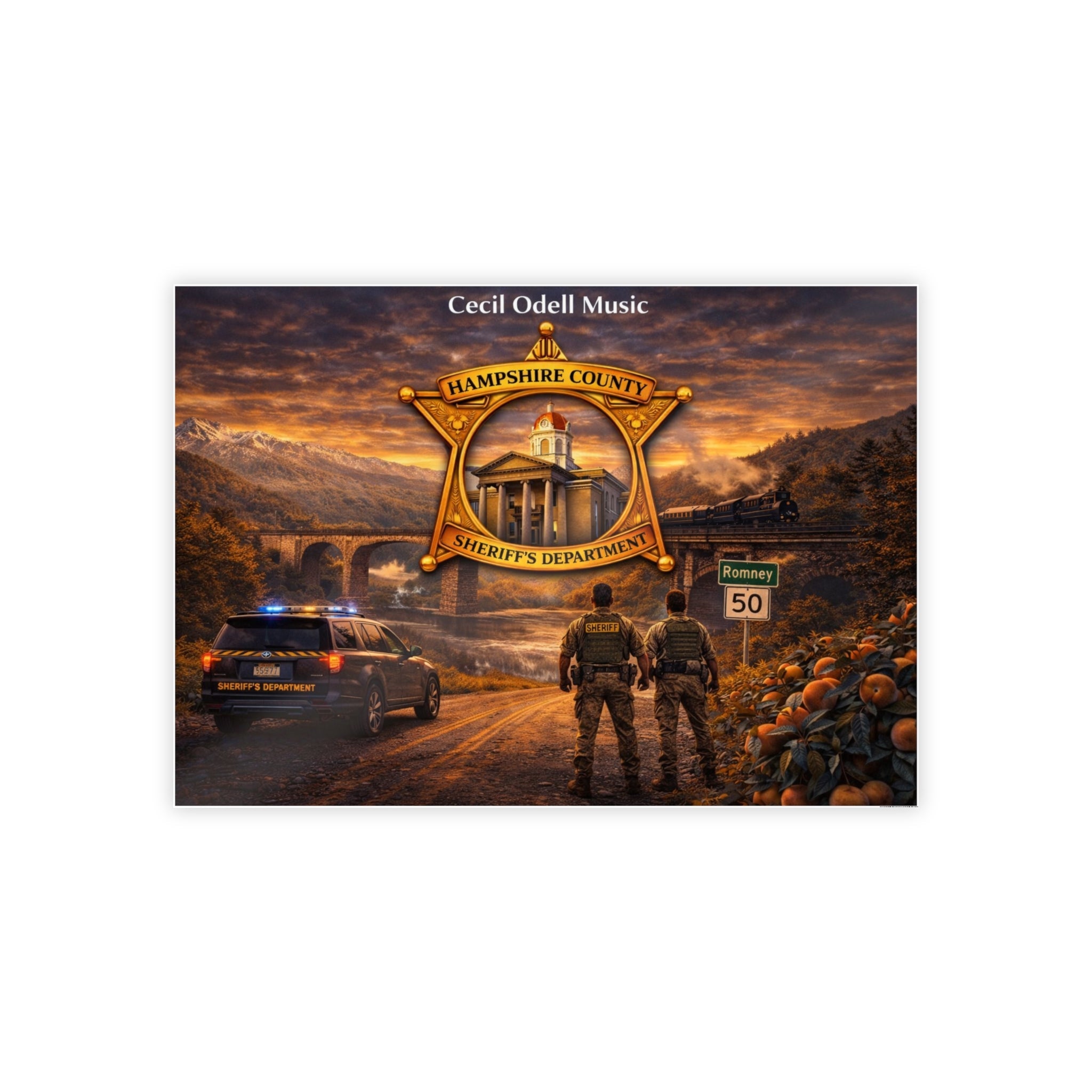 Sheriff Badge Landscape Gloss Poster: Hampshire County Police Tribute Print - Cecil Odell Music