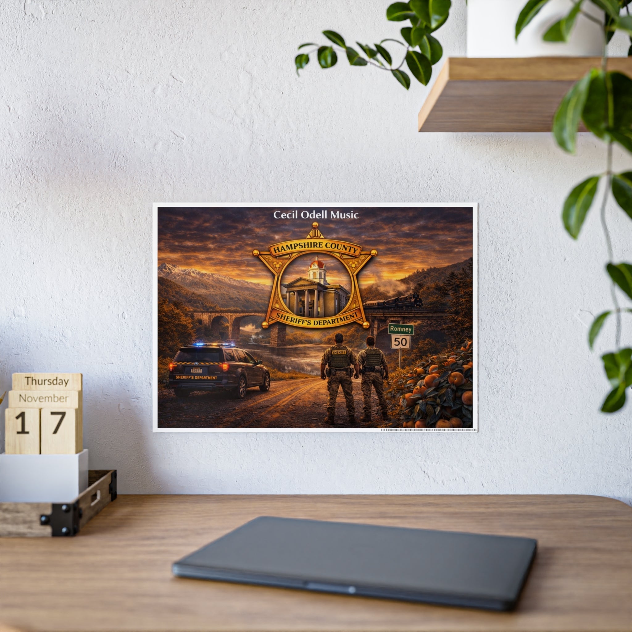 Sheriff Badge Landscape Gloss Poster: Hampshire County Police Tribute Print - Cecil Odell Music