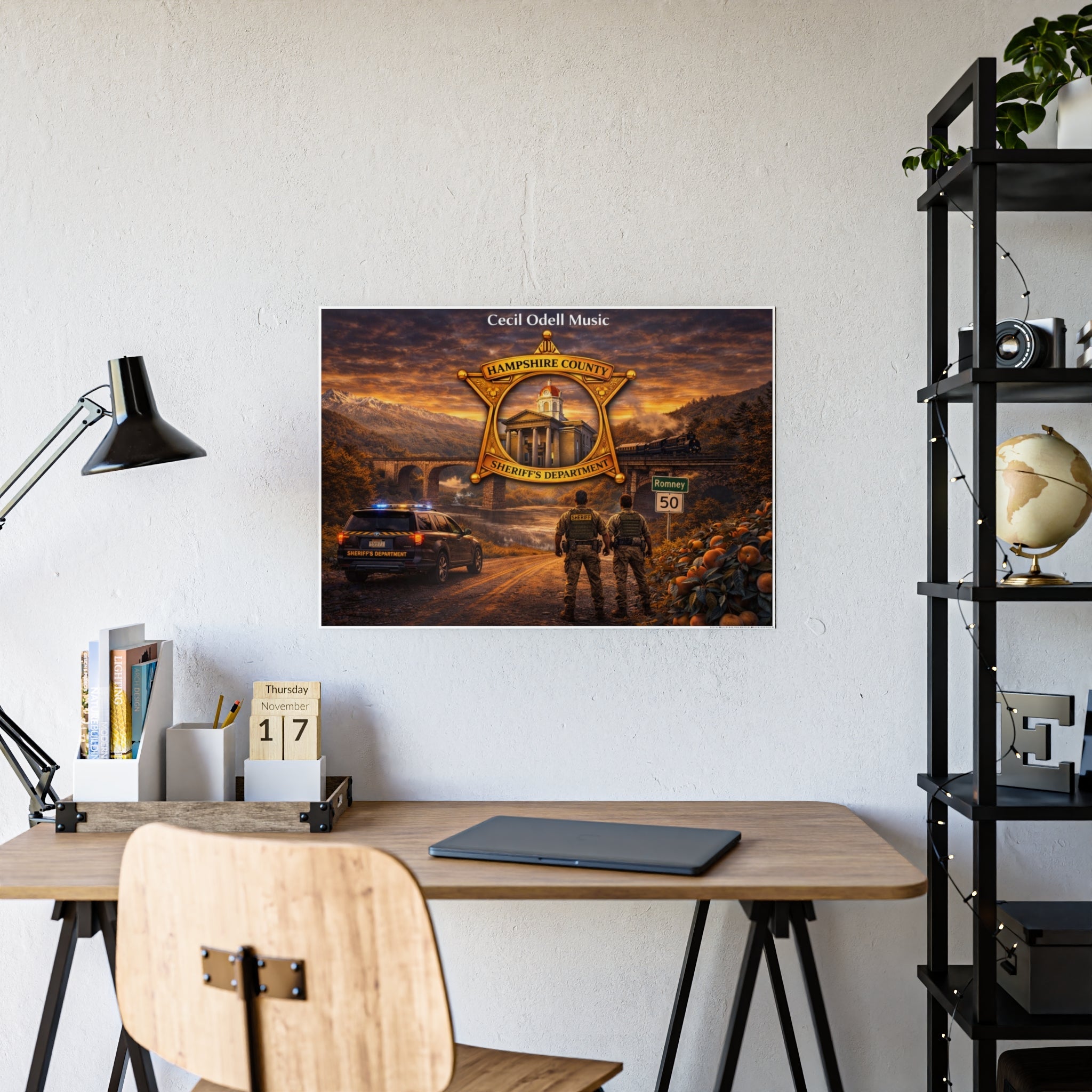 Sheriff Badge Landscape Gloss Poster: Hampshire County Police Tribute Print - Cecil Odell Music