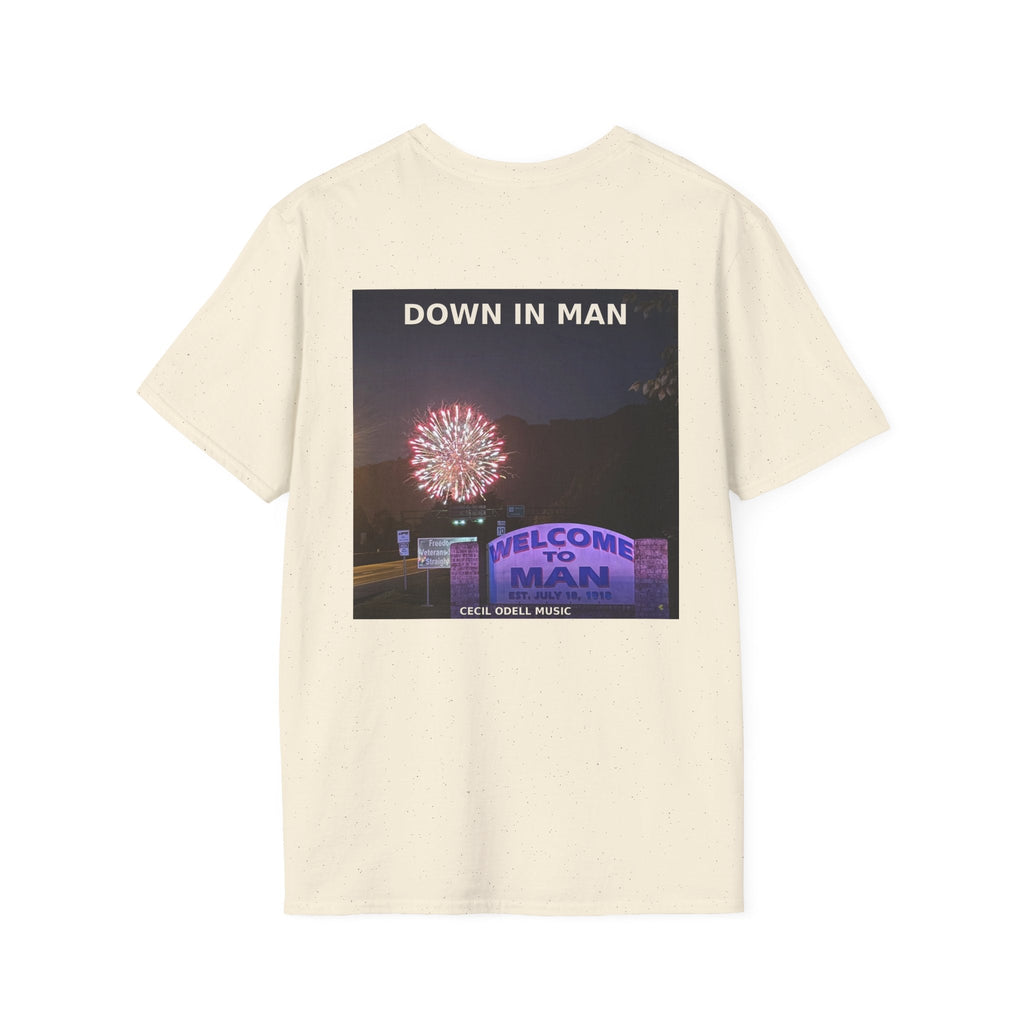 T-Shirt: "Down in Man" Photo Graphic Tee (Welcome to Man Fireworks) - Cecil Odell Music