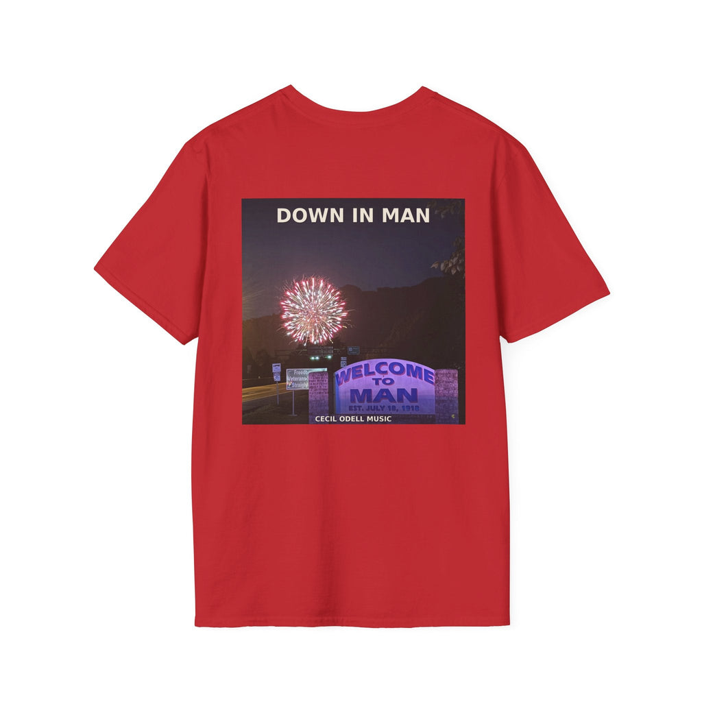 T-Shirt: "Down in Man" Photo Graphic Tee (Welcome to Man Fireworks) - Cecil Odell Music