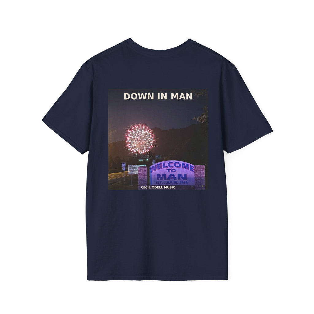 T-Shirt: "Down in Man" Photo Graphic Tee (Welcome to Man Fireworks) - Cecil Odell Music