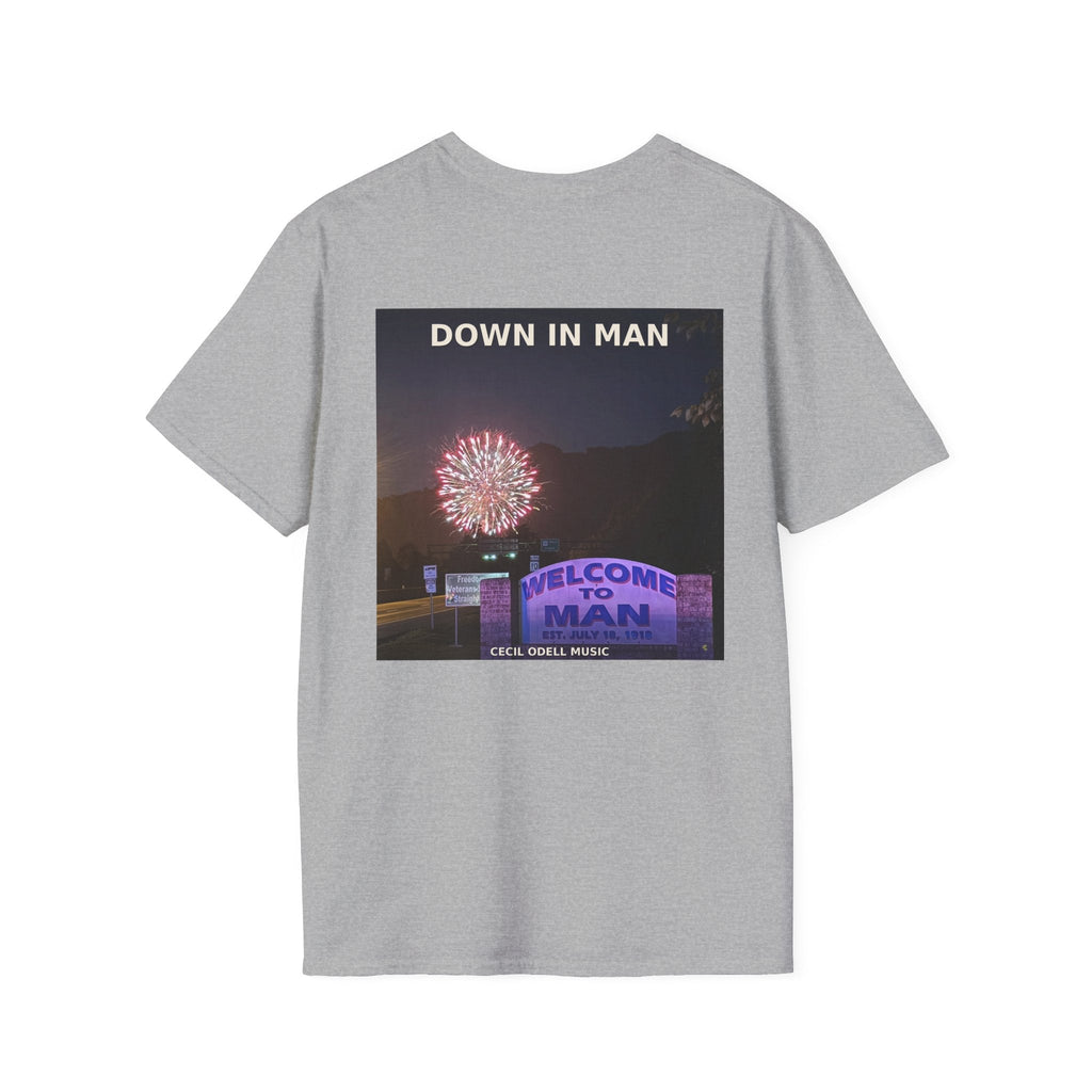 T-Shirt: "Down in Man" Photo Graphic Tee (Welcome to Man Fireworks) - Cecil Odell Music