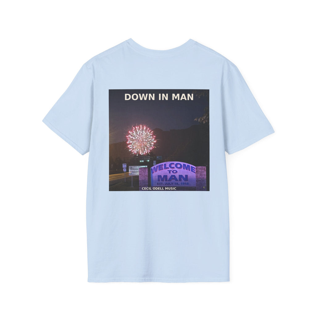 T-Shirt: "Down in Man" Photo Graphic Tee (Welcome to Man Fireworks) - Cecil Odell Music