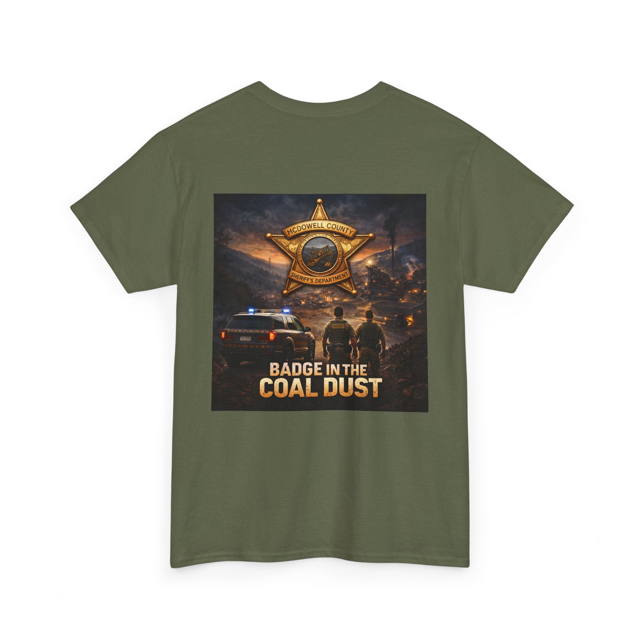 T-Shirt: McDowell Badge in the Coal Dust: West Virginia Line Police Tribute Tee - Cecil Odell Music