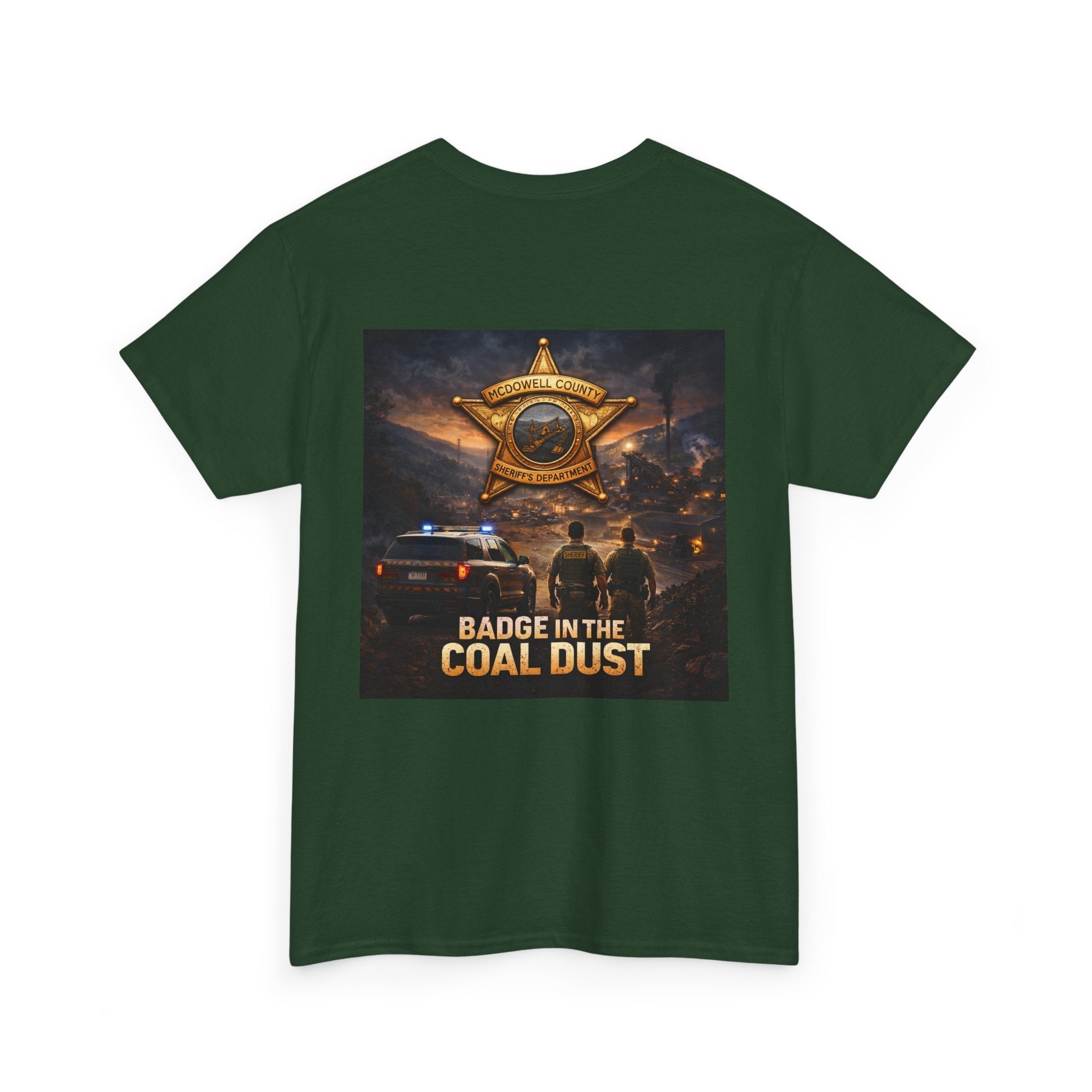 T-Shirt: McDowell Badge in the Coal Dust: West Virginia Line Police Tribute Tee - Cecil Odell Music