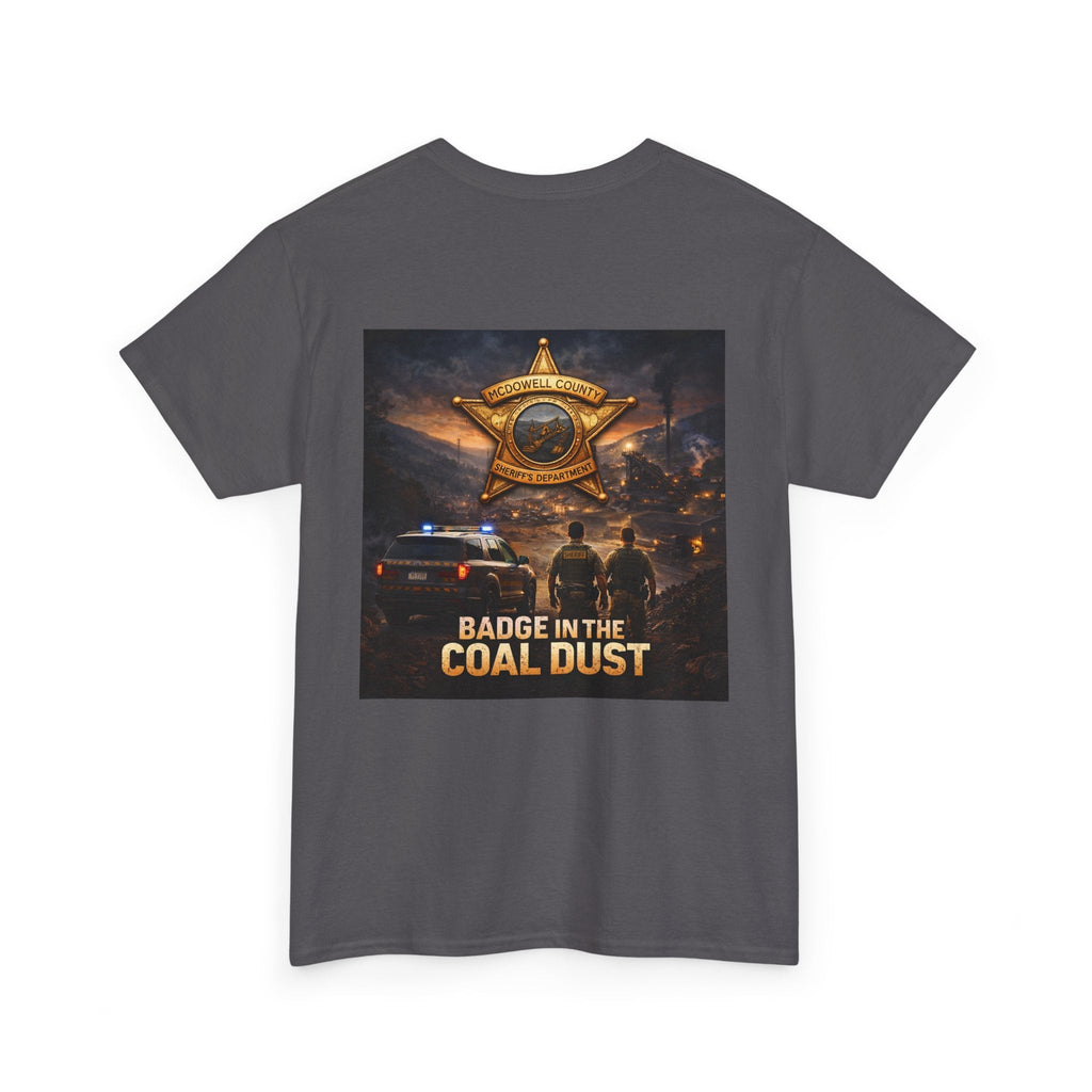 T-Shirt: McDowell Badge in the Coal Dust: West Virginia Line Police Tribute Tee - Cecil Odell Music