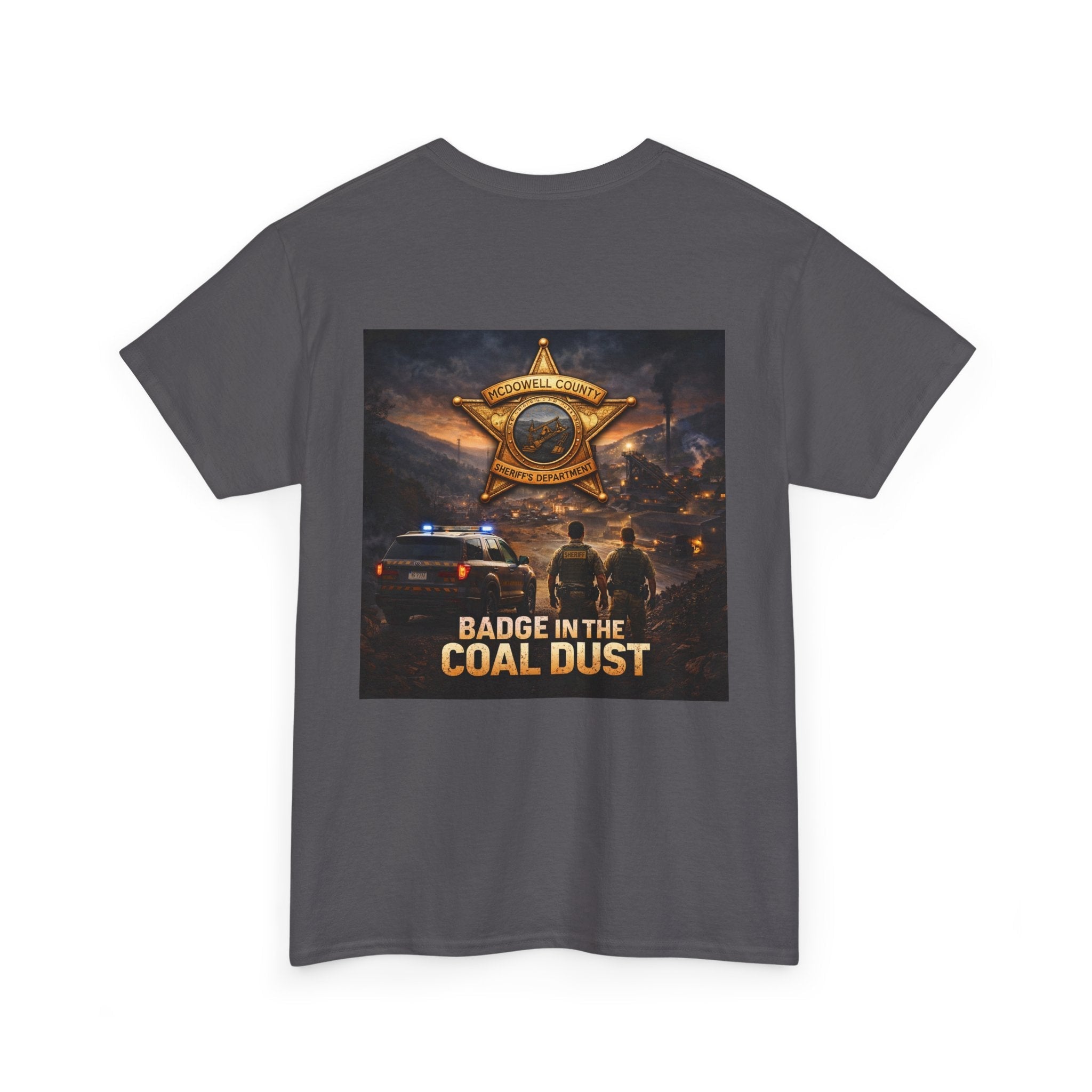T-Shirt: McDowell Badge in the Coal Dust: West Virginia Line Police Tribute Tee - Cecil Odell Music
