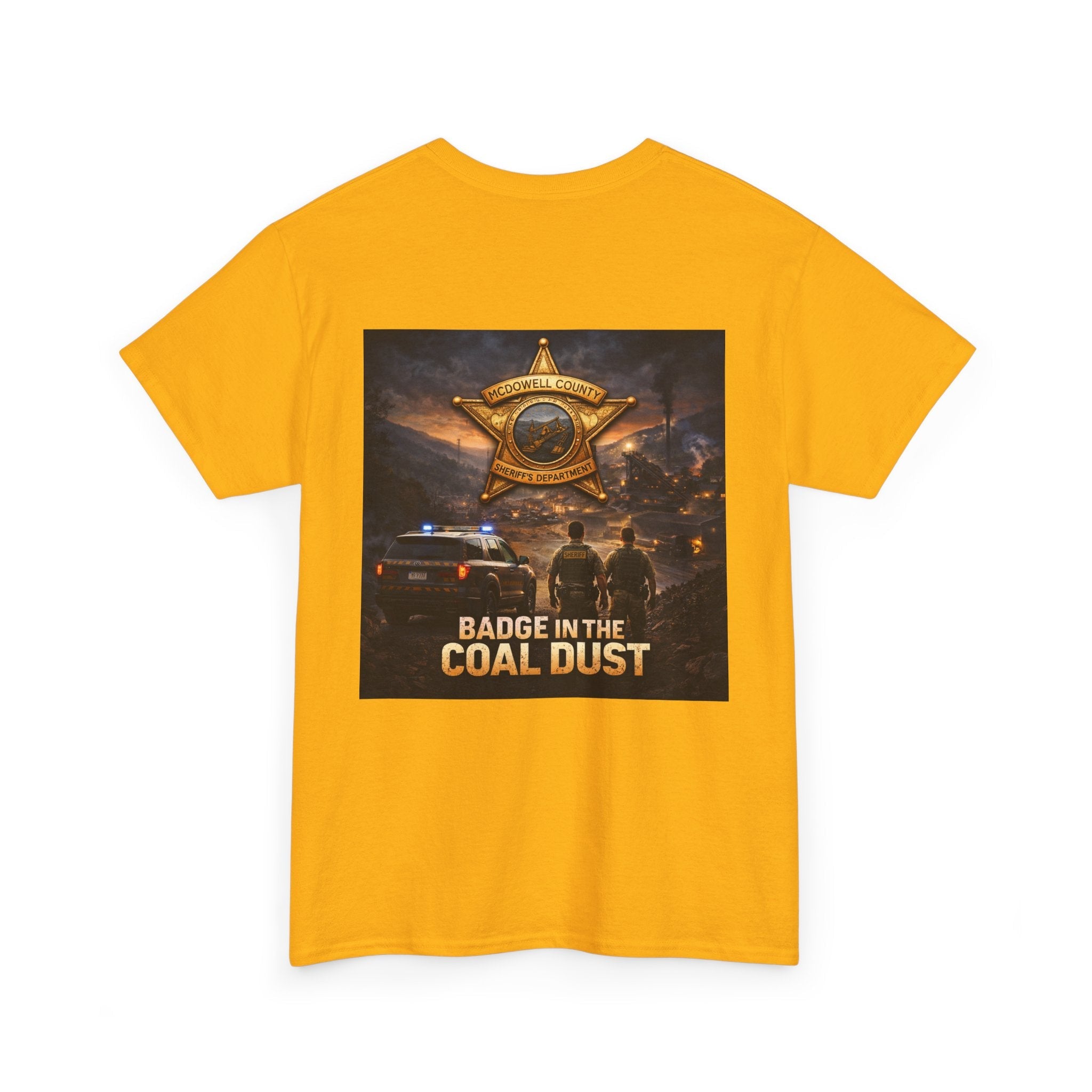 T-Shirt: McDowell Badge in the Coal Dust: West Virginia Line Police Tribute Tee - Cecil Odell Music