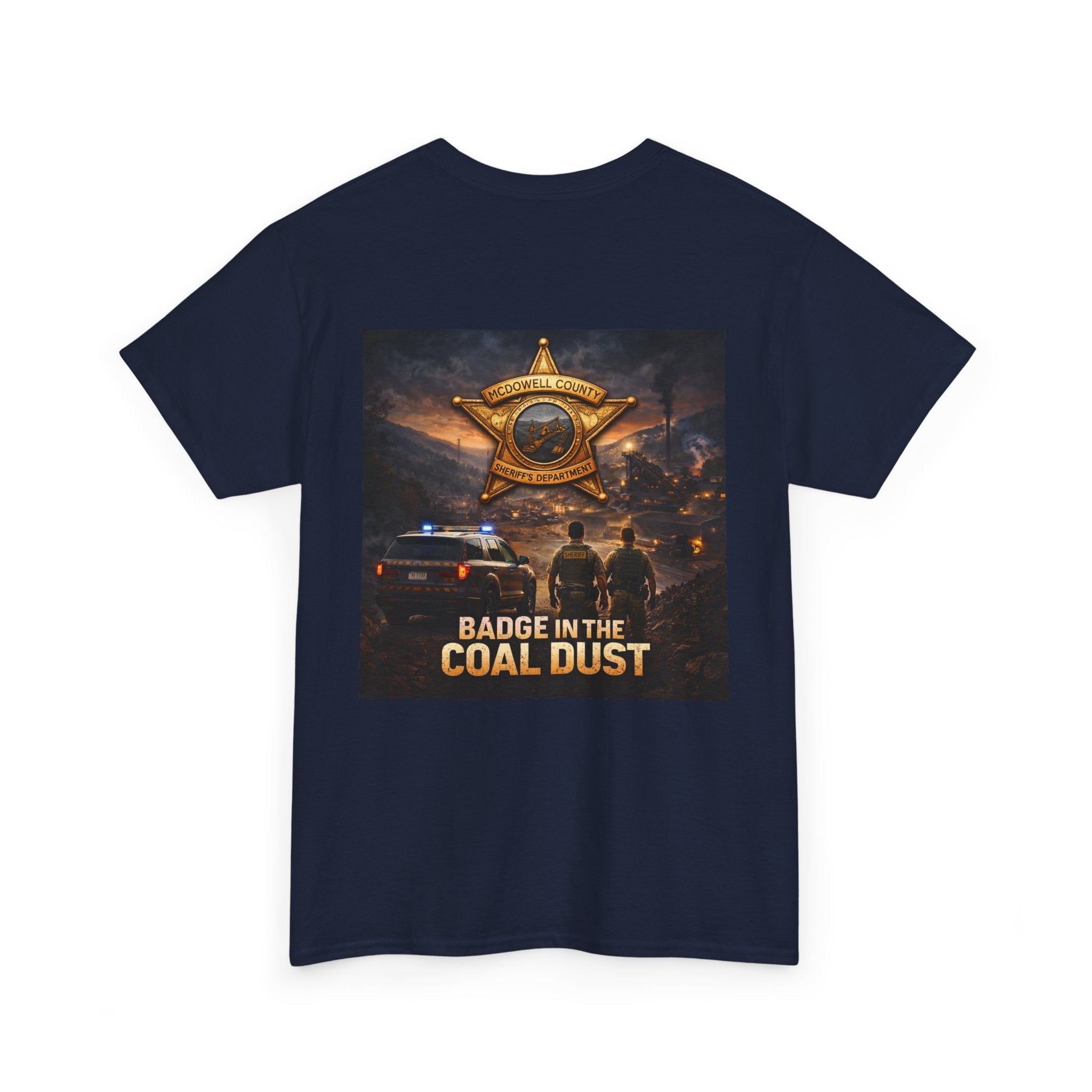 T-Shirt: McDowell Badge in the Coal Dust: West Virginia Line Police Tribute Tee - Cecil Odell Music