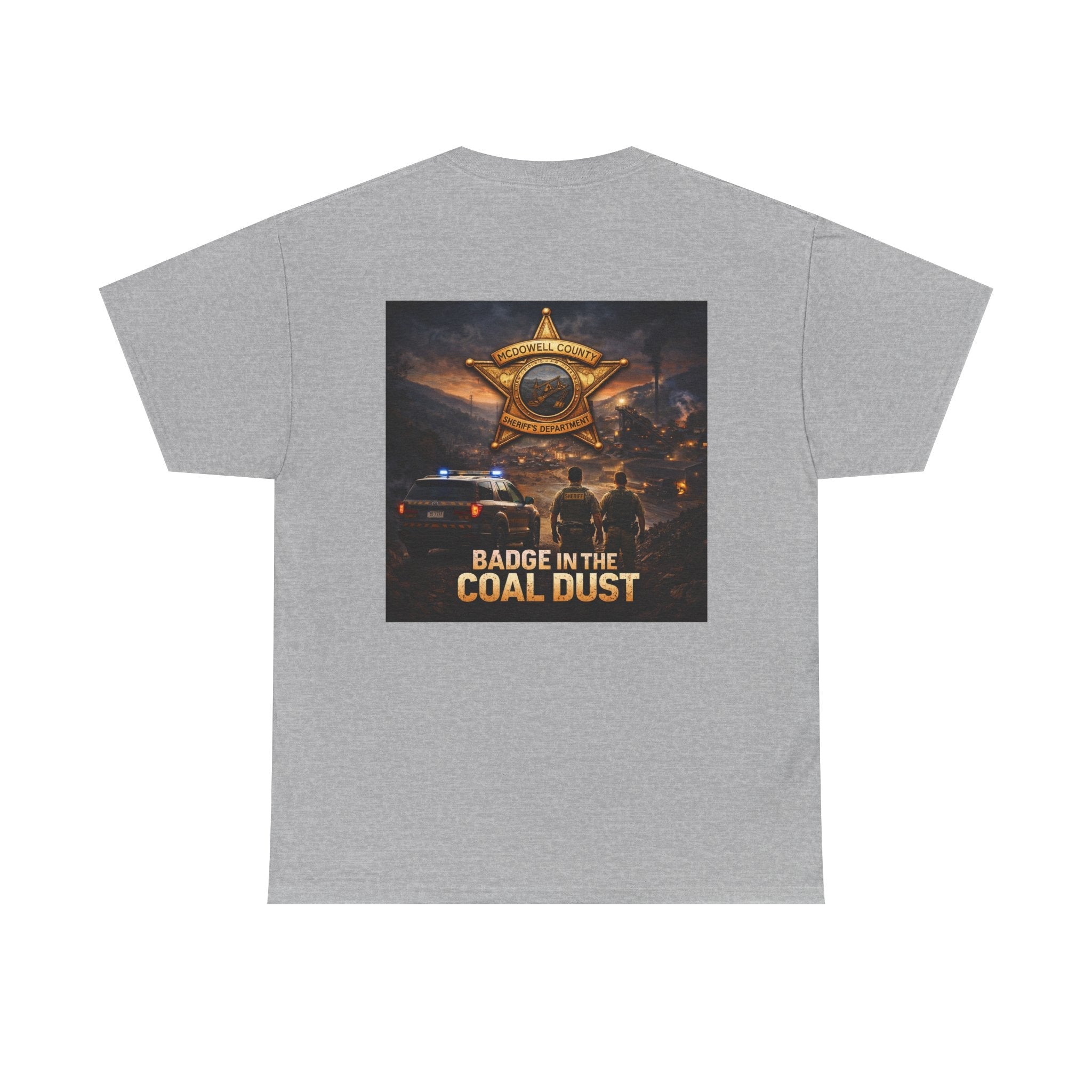 T-Shirt: McDowell Badge in the Coal Dust: West Virginia Line Police Tribute Tee - Cecil Odell Music